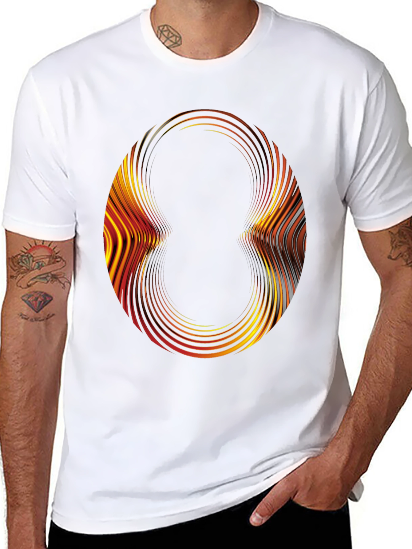 Abstract Circle Graphic Black T-Shirt
