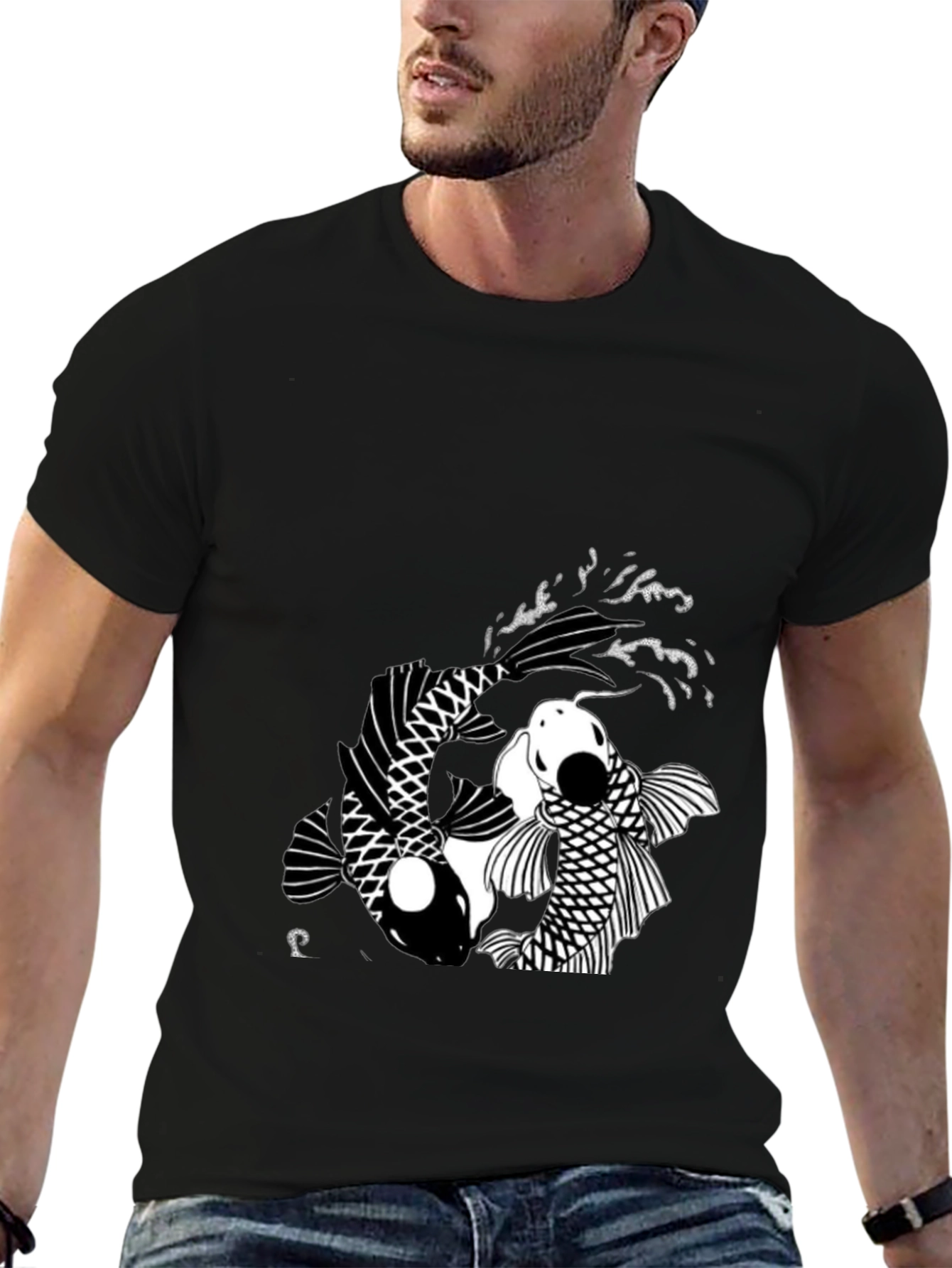 Yin Yang Koi Fish Black T-Shirt