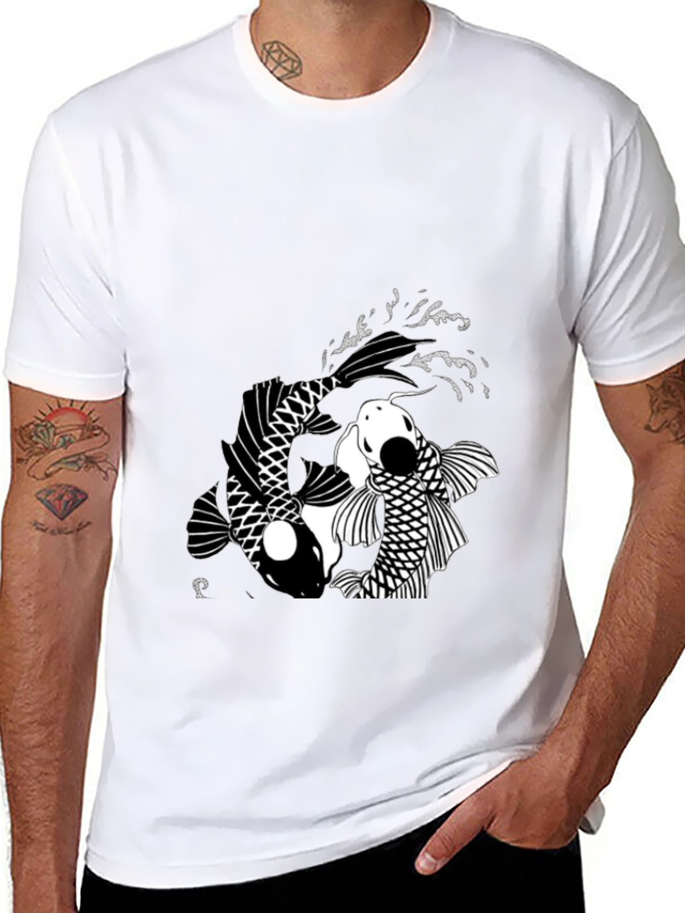 Yin Yang Koi Fish Black T-Shirt