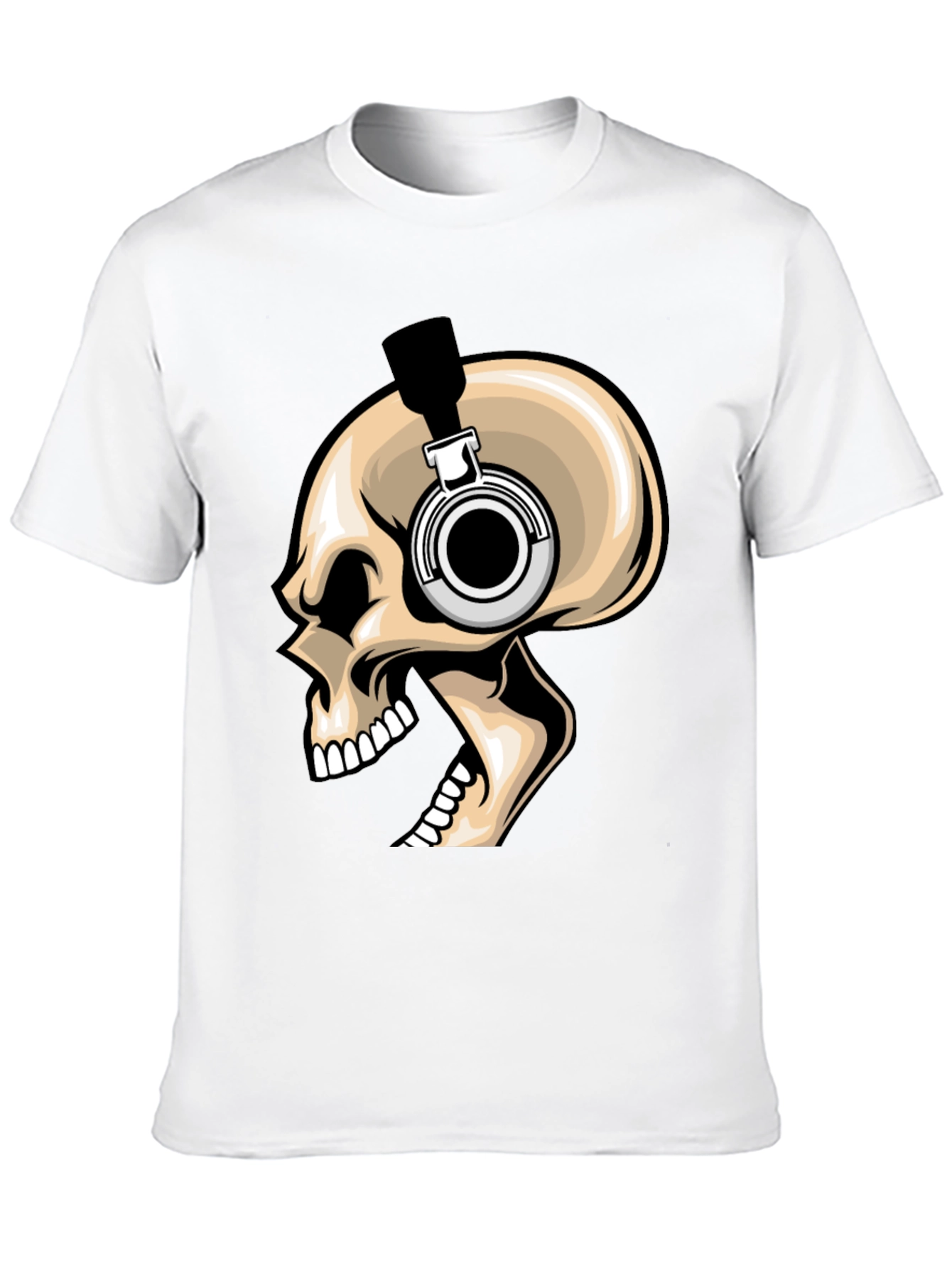 Skull Headphones Graphic T-Shirt - Bold Black Tee