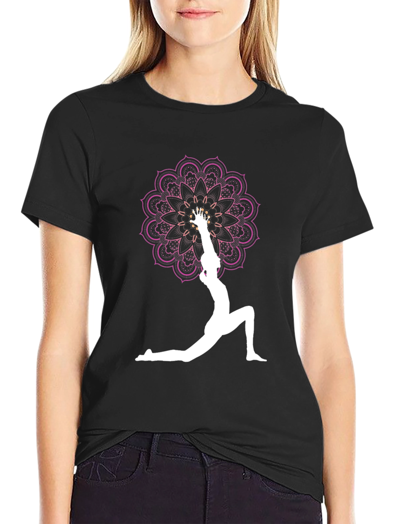 Yoga Mandala Graphic Tee - Black