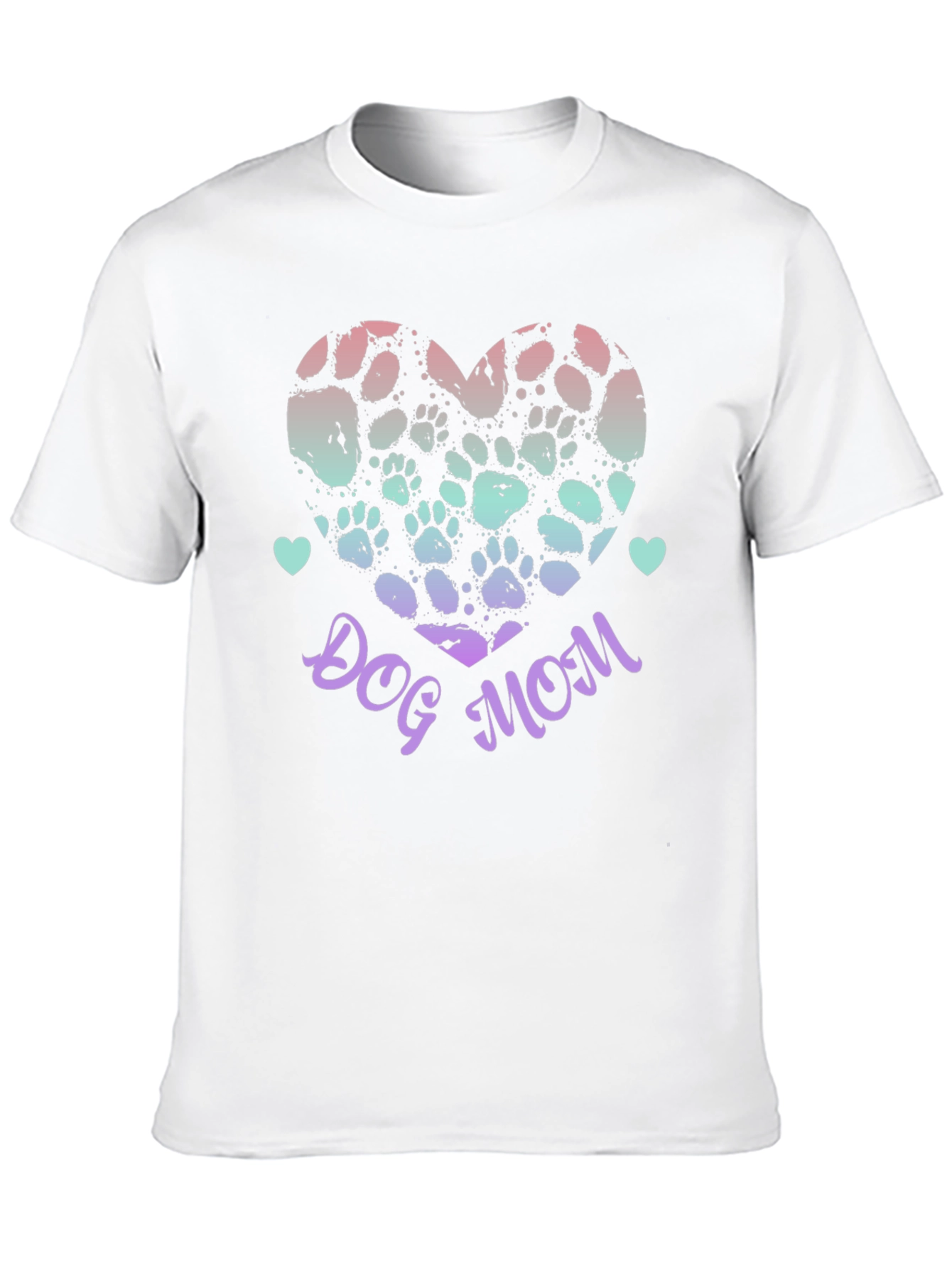 Dog Mom Paw Print Heart Graphic Tee - Black