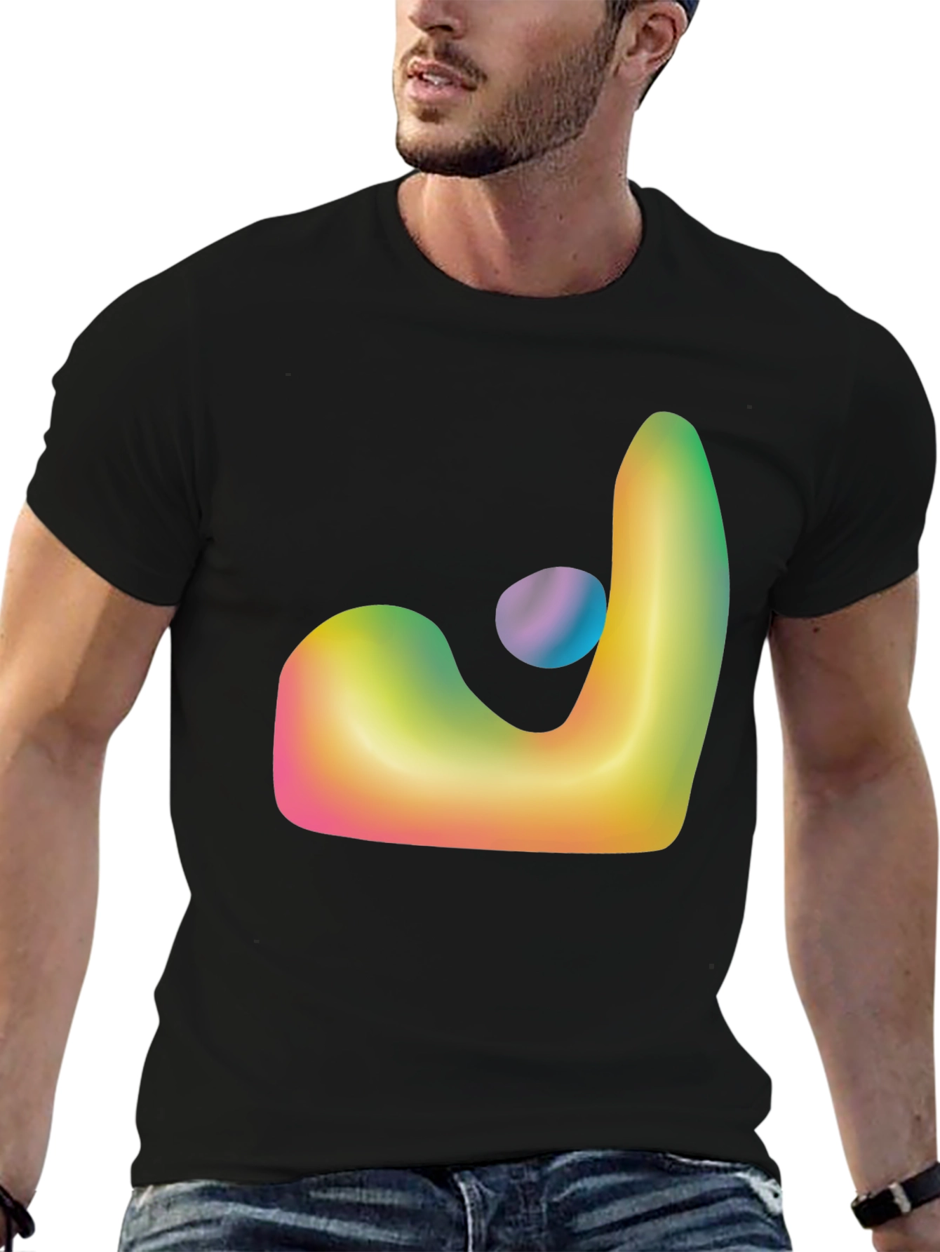 Abstract Gradient Graphic T-Shirt - Black