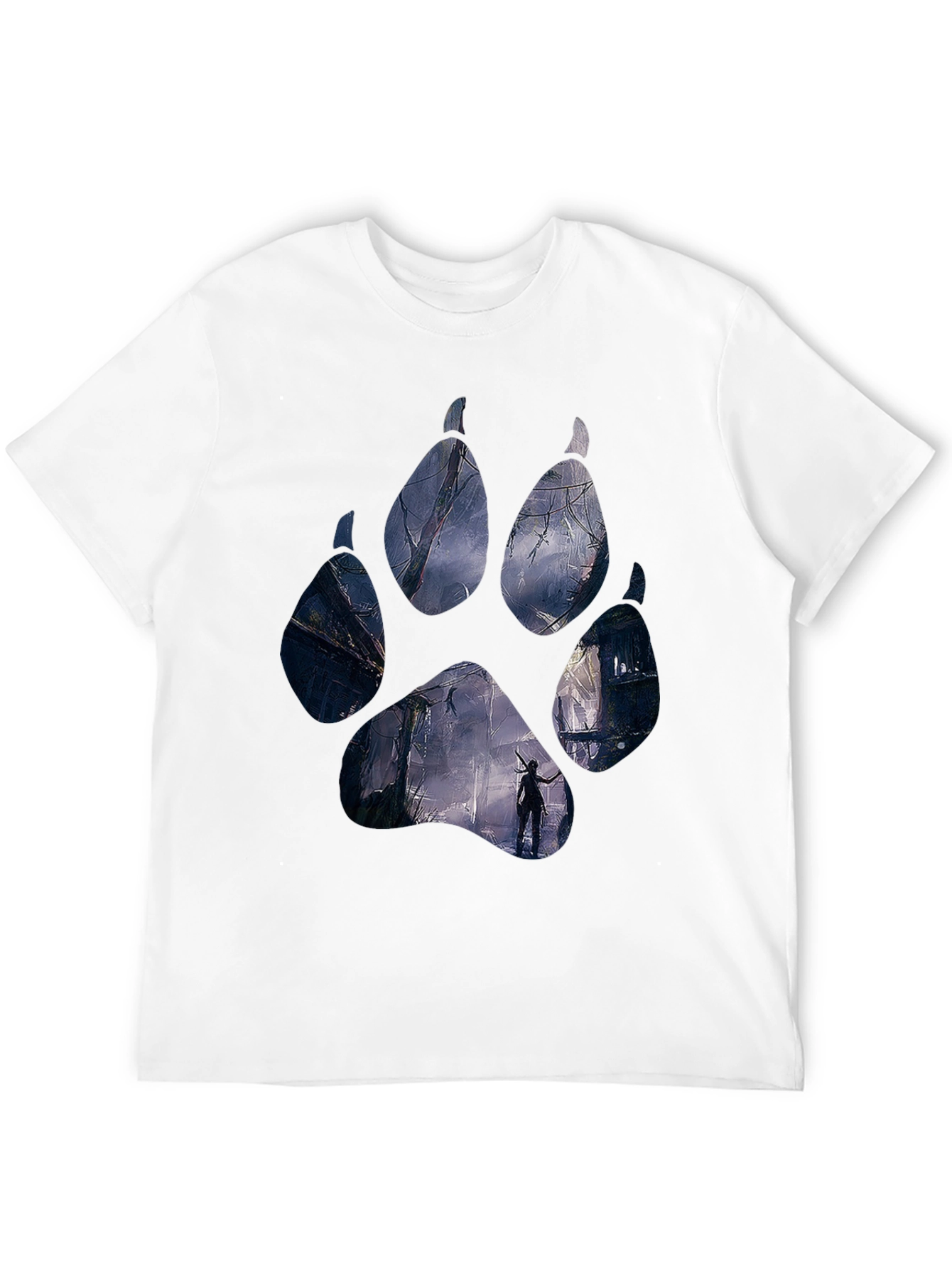 Wolf Paw Print T-Shirt - Black Graphic Tee