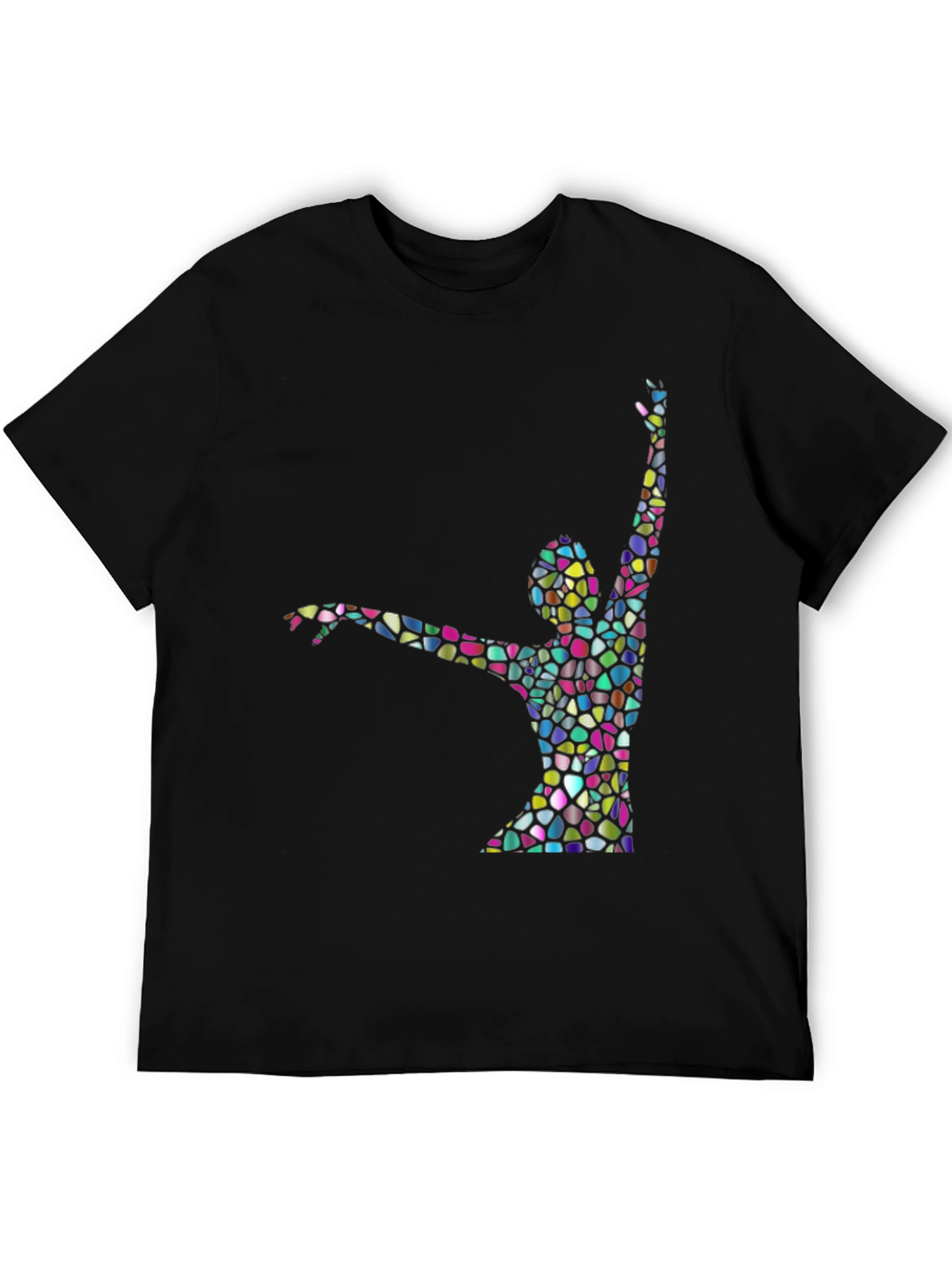 Abstract Stained Glass Dancer Graphic Black T-Shirt