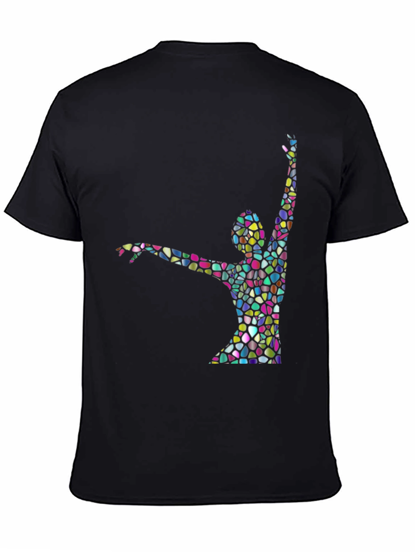 Abstract Stained Glass Dancer Graphic Black T-Shirt