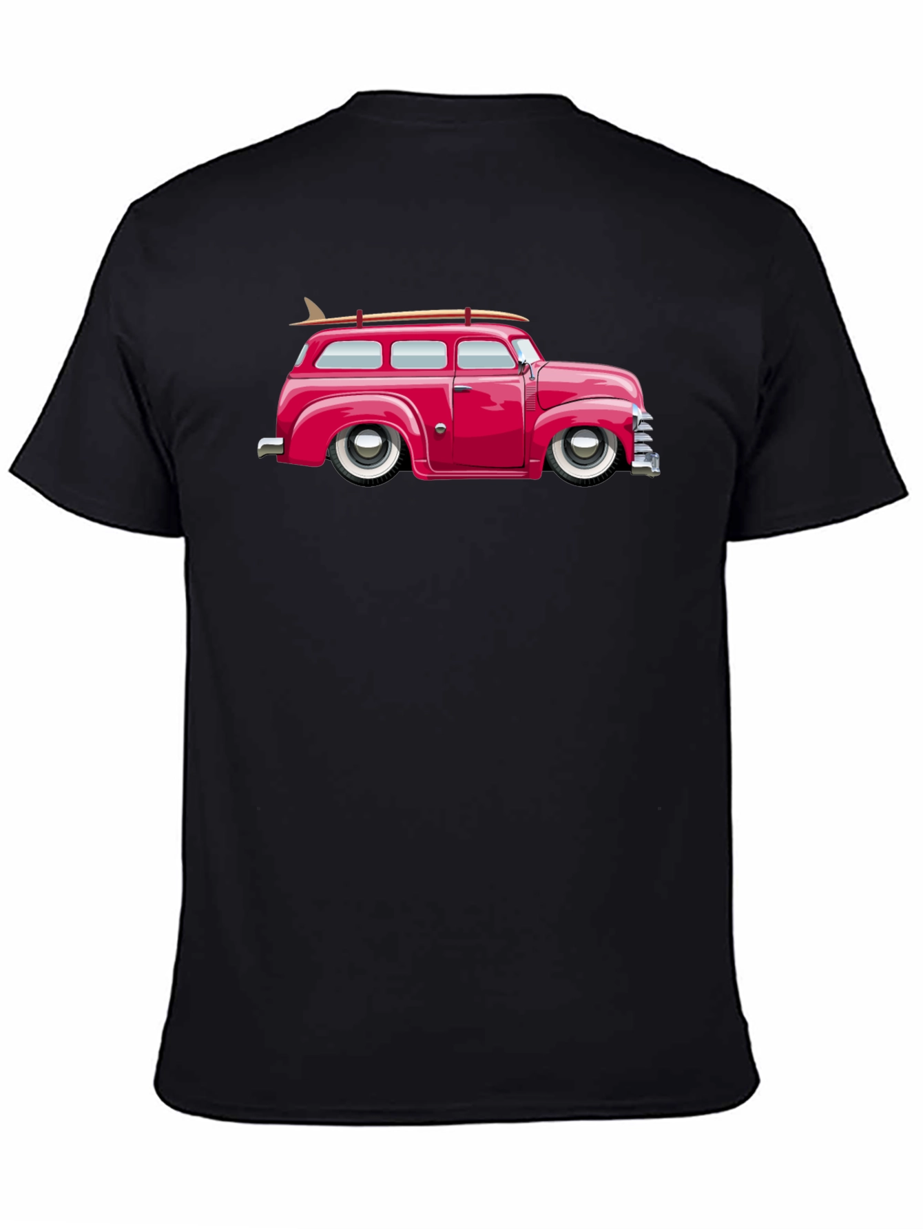 Classic Car Surfboard Tee - Retro Black T-Shirt