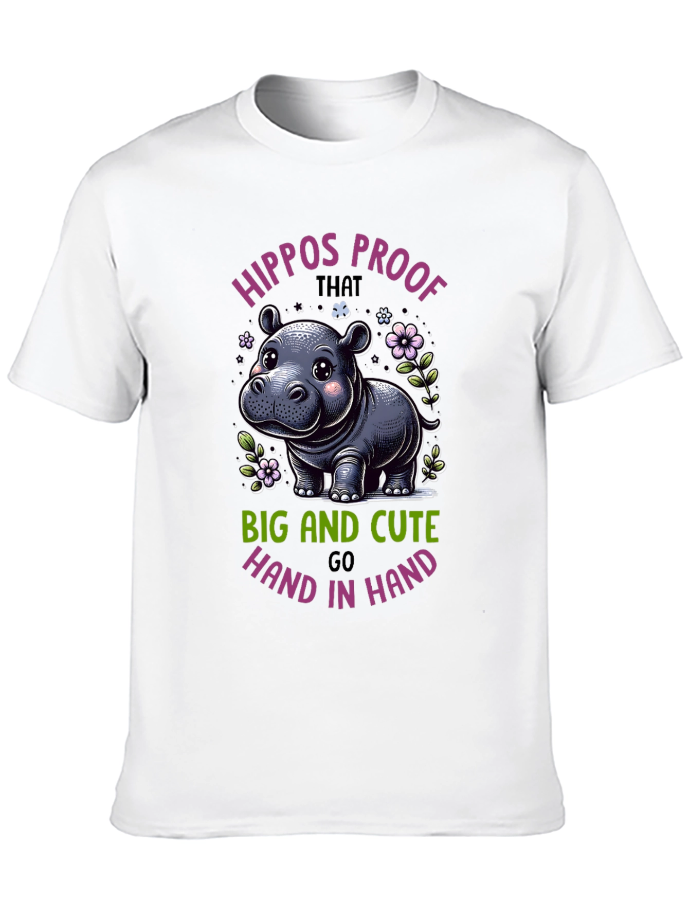 Cute Hippo Graphic T-Shirt