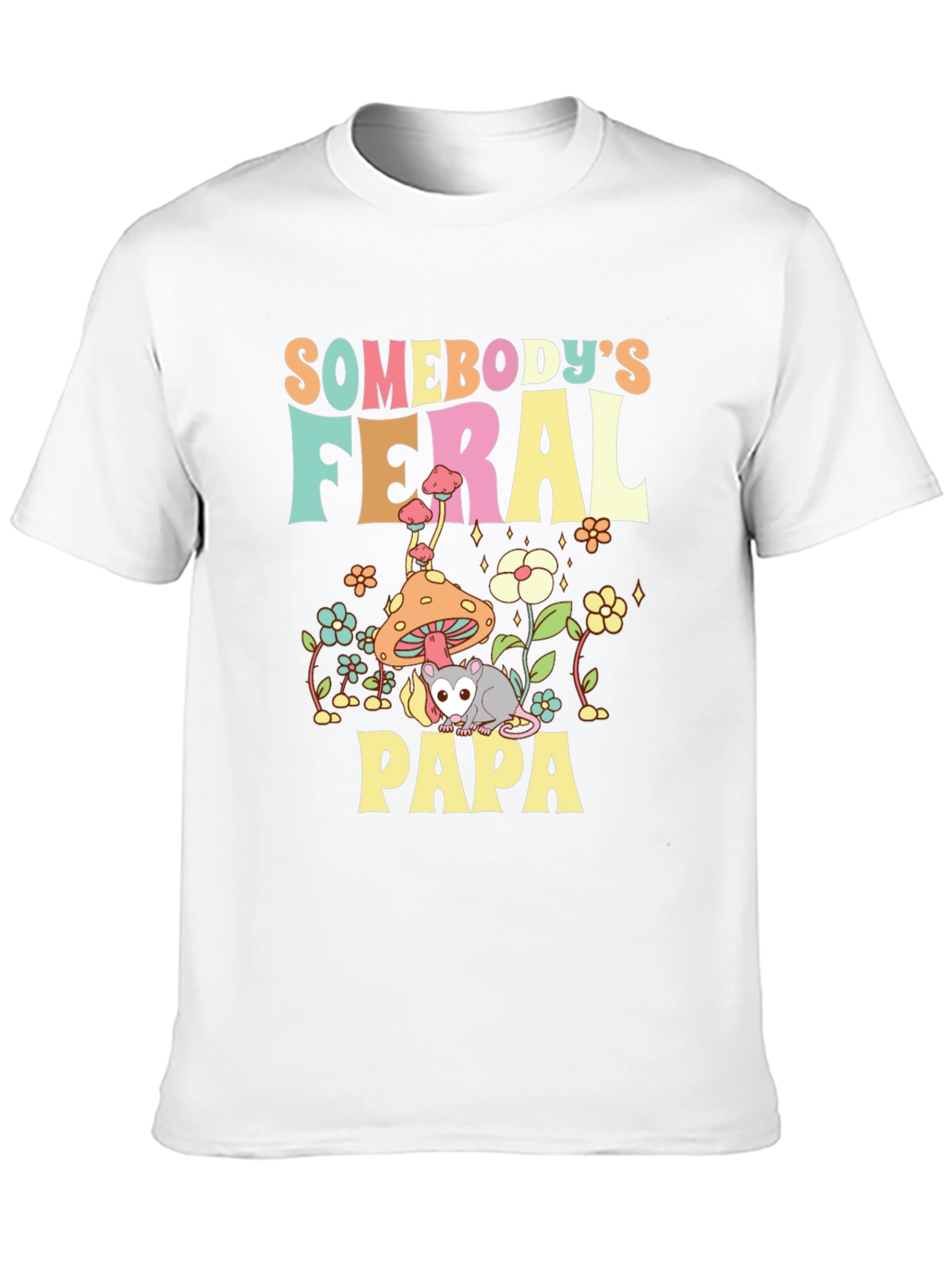 Feral Papa Graphic Tee - Fun Possum Dad Shirt