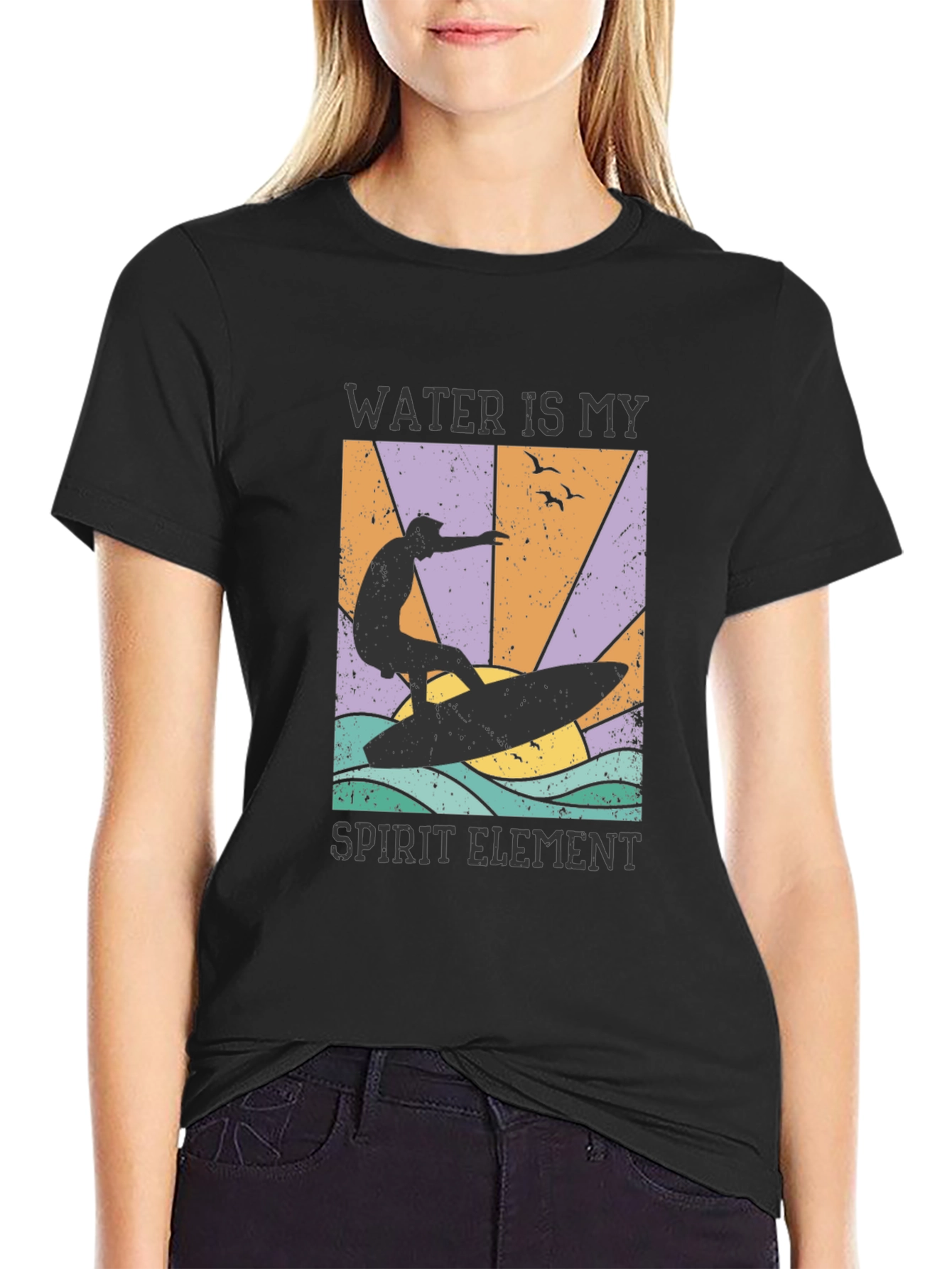 Water Is My Spirit Element Black T-Shirt