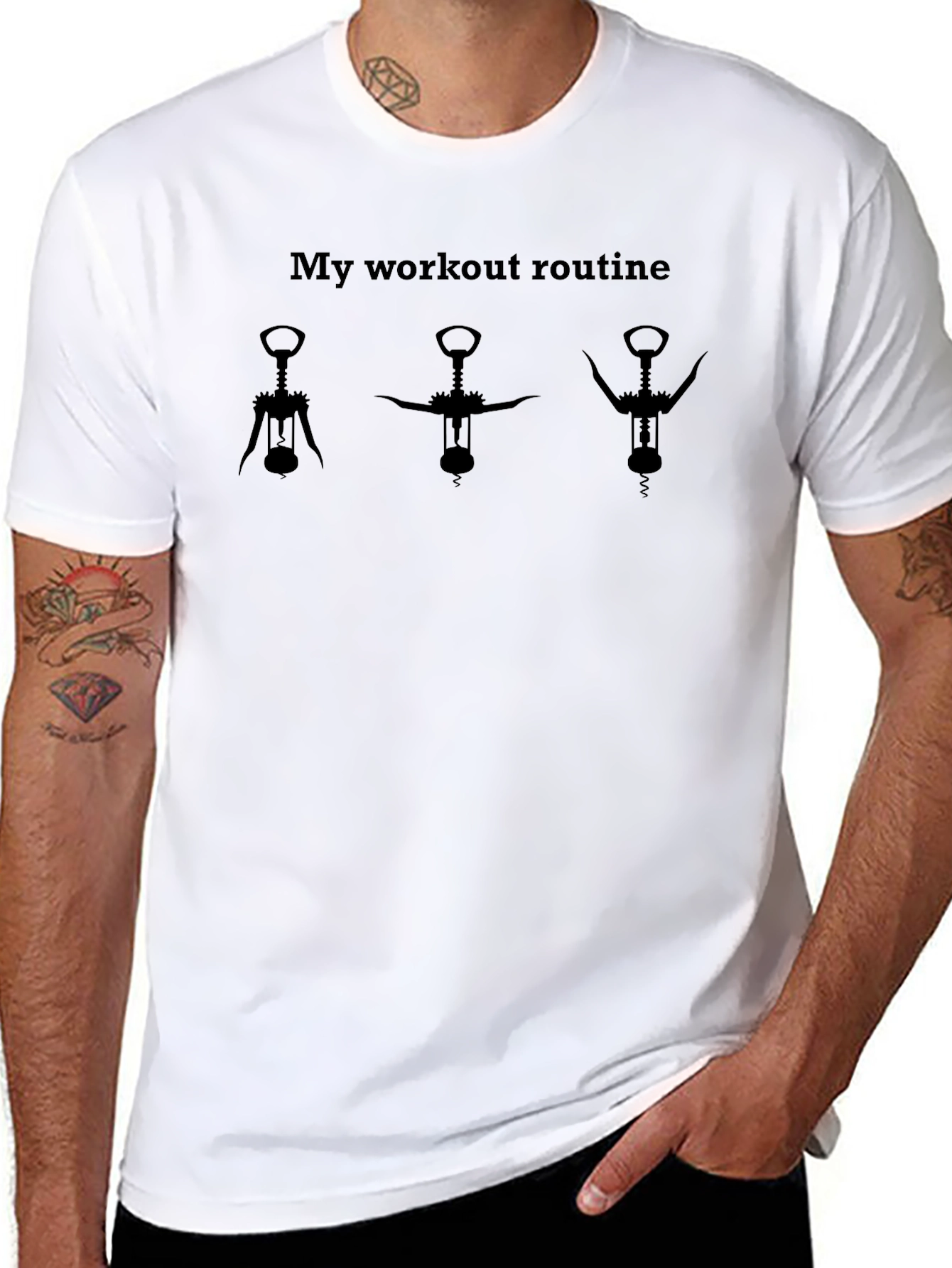 Wine Opener Workout T-Shirt - Funny Fitness Tee