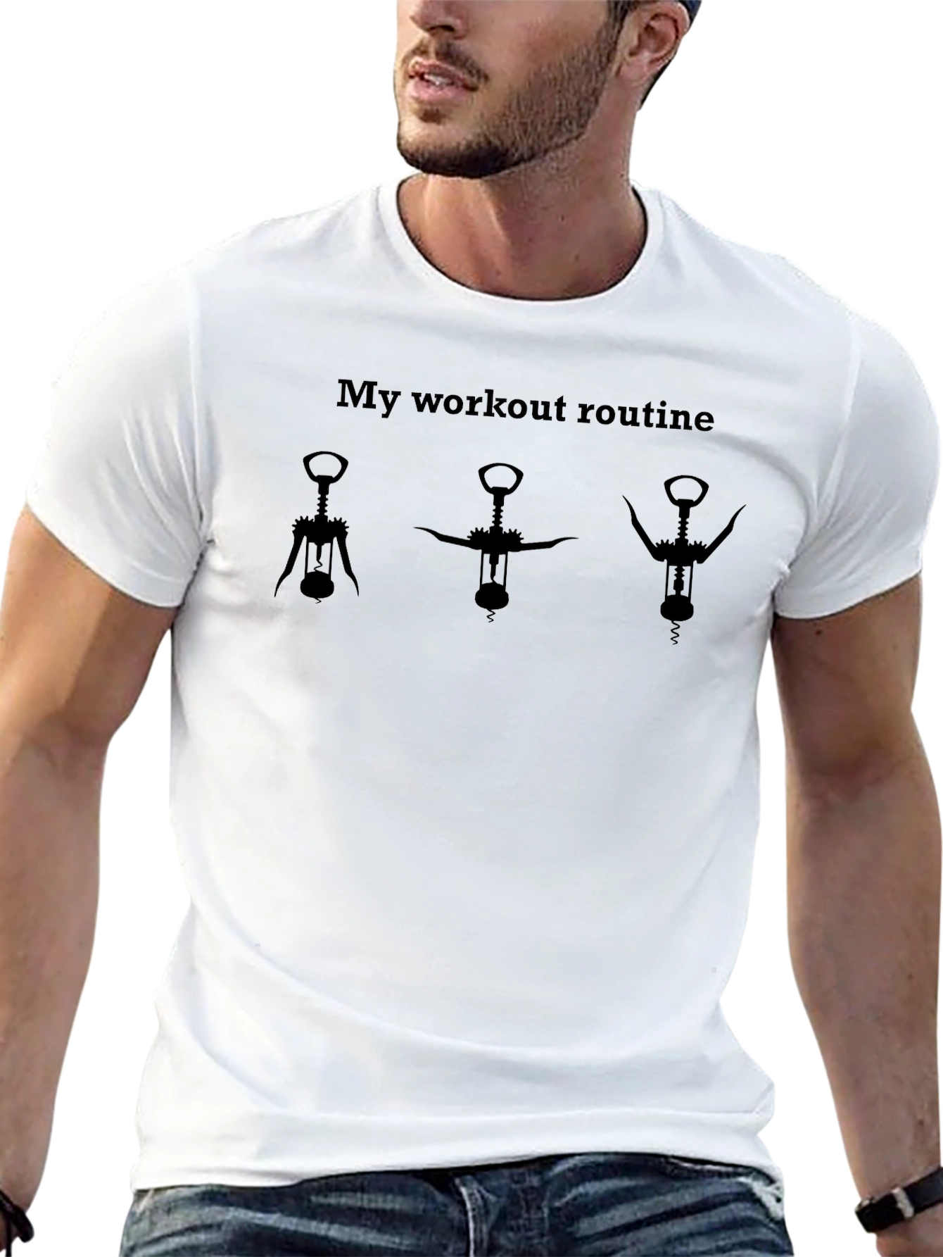 Wine Opener Workout T-Shirt - Funny Fitness Tee