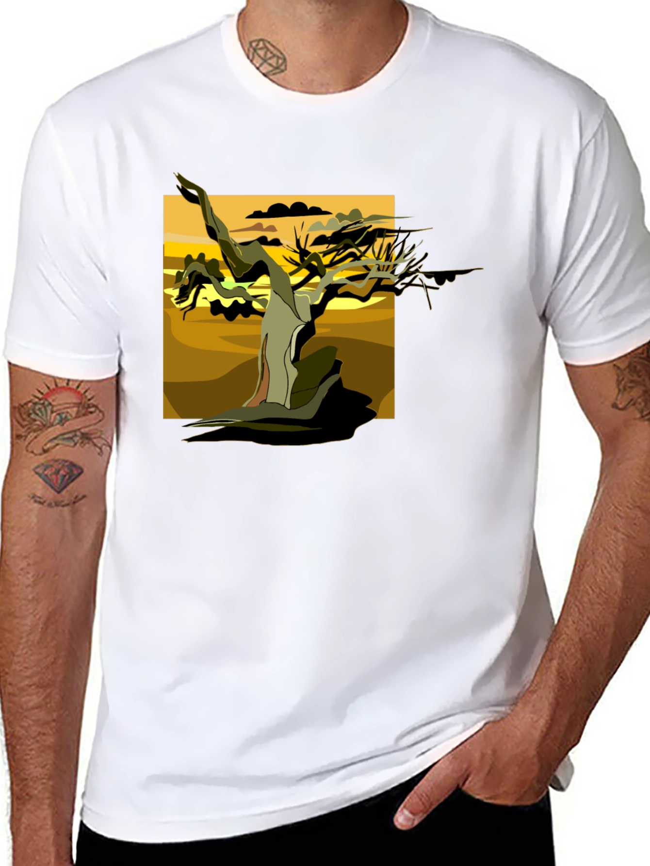 Abstract Tree Graphic Tee - Black