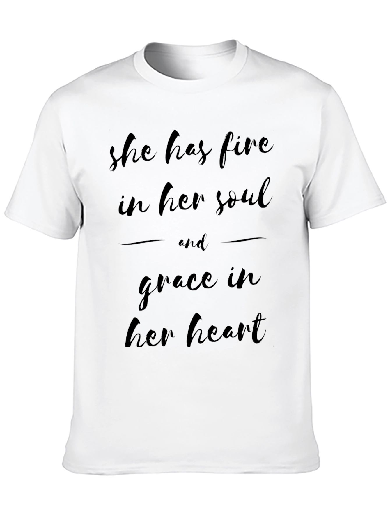 She Has Fire Soul Grace Heart Black T-Shirt