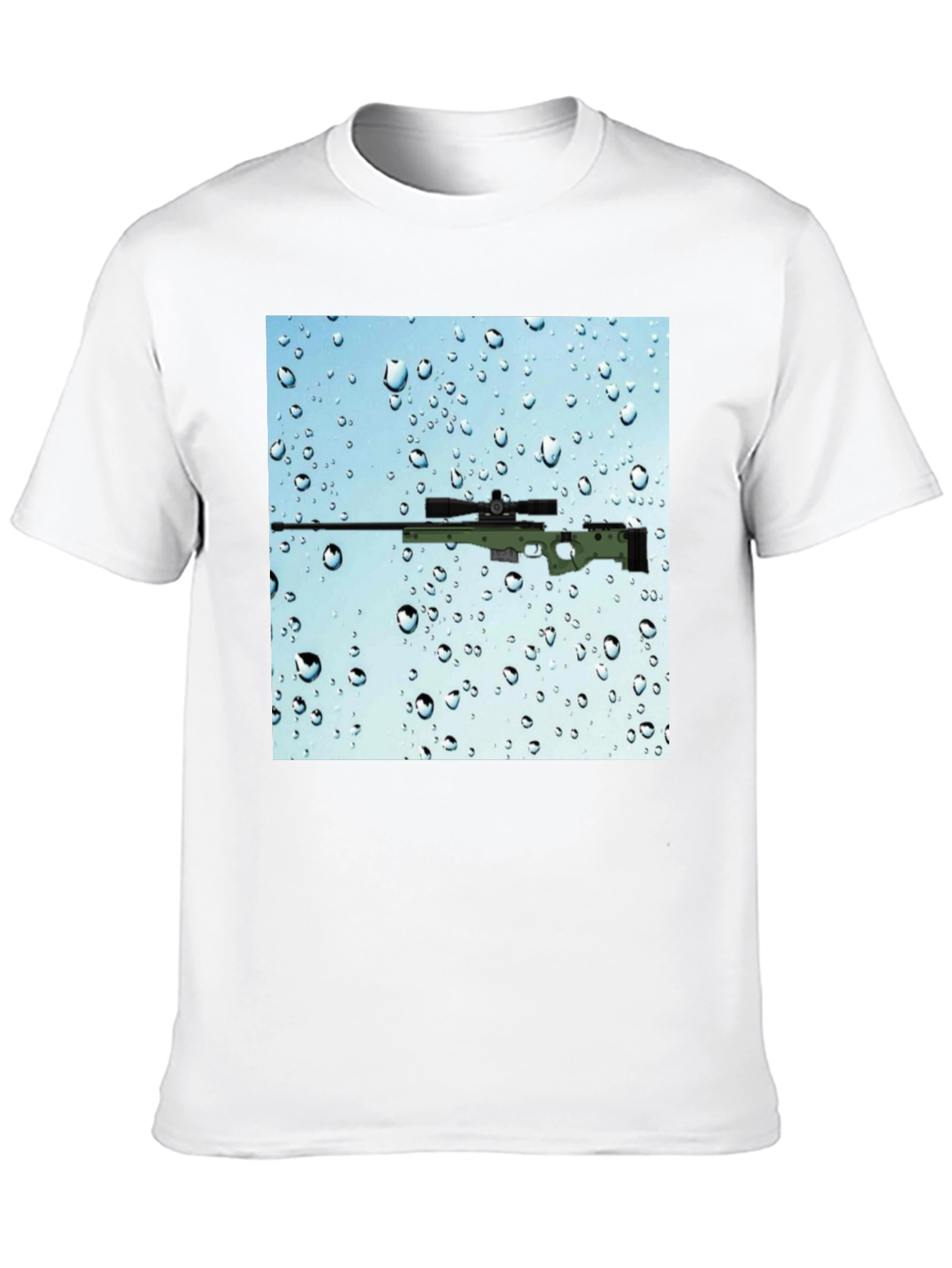 Gun on Rainy Window T-Shirt - Cool Graphic Tee