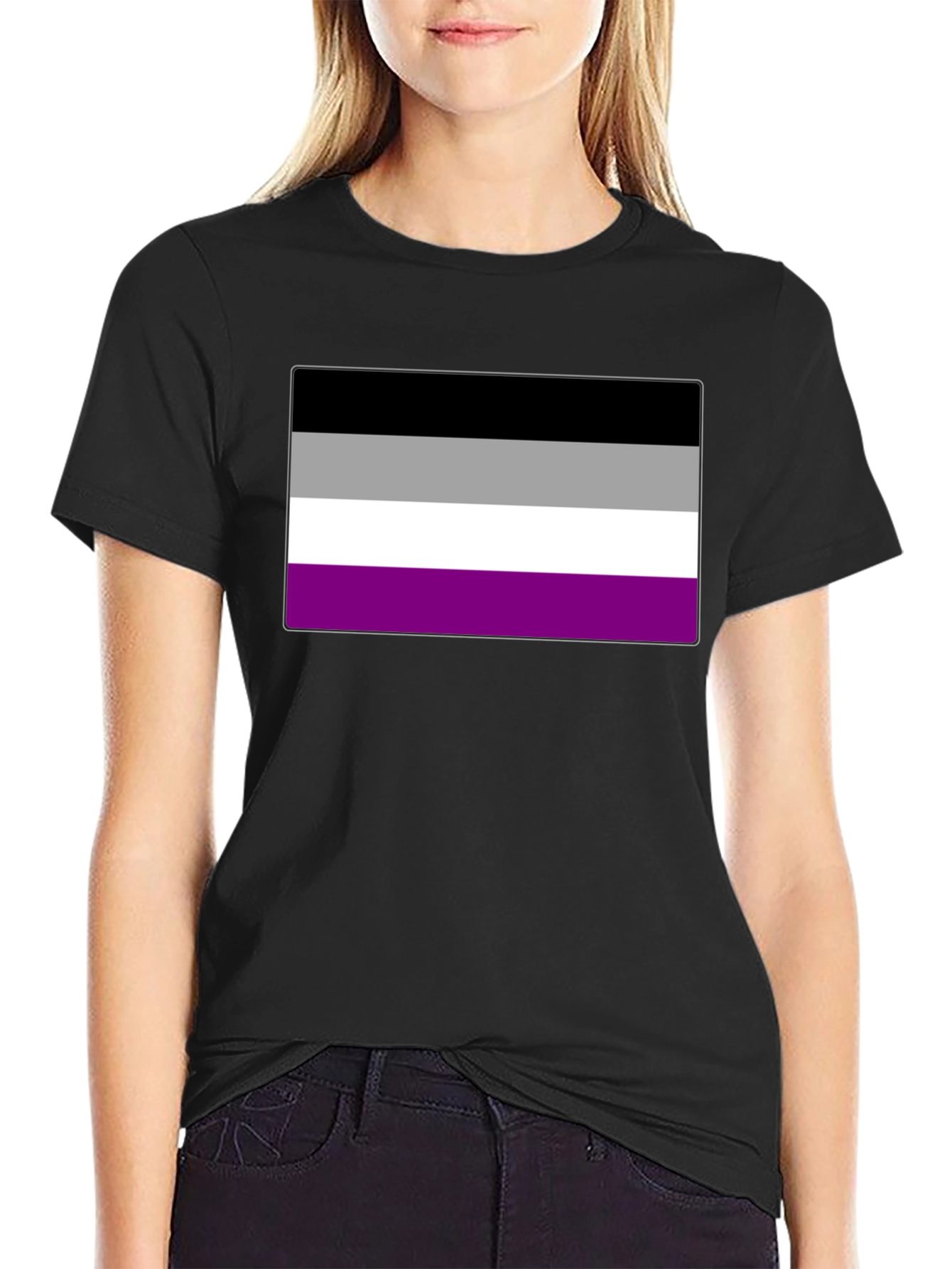 Asexual Pride Flag Graphic Tee - Black