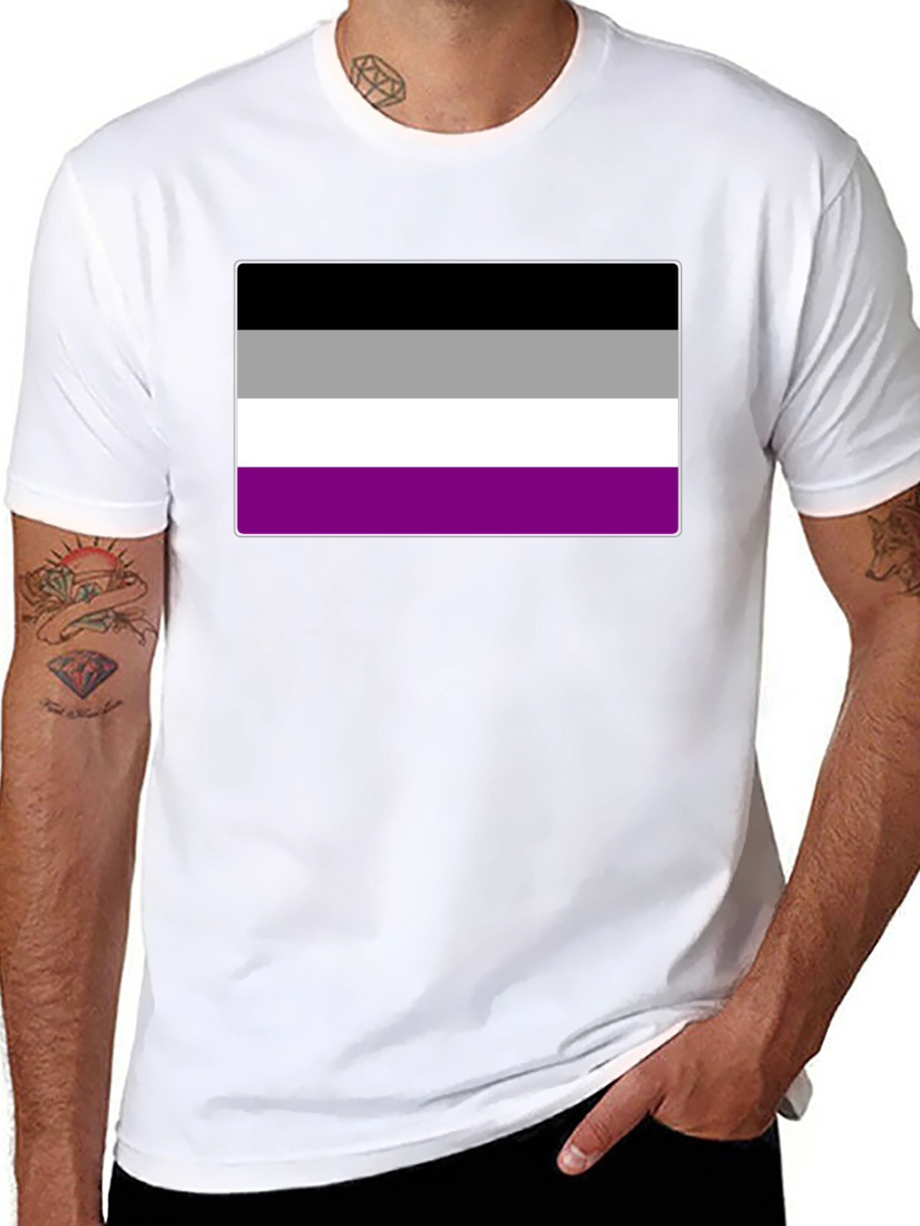 Asexual Pride Flag Graphic Tee - Black