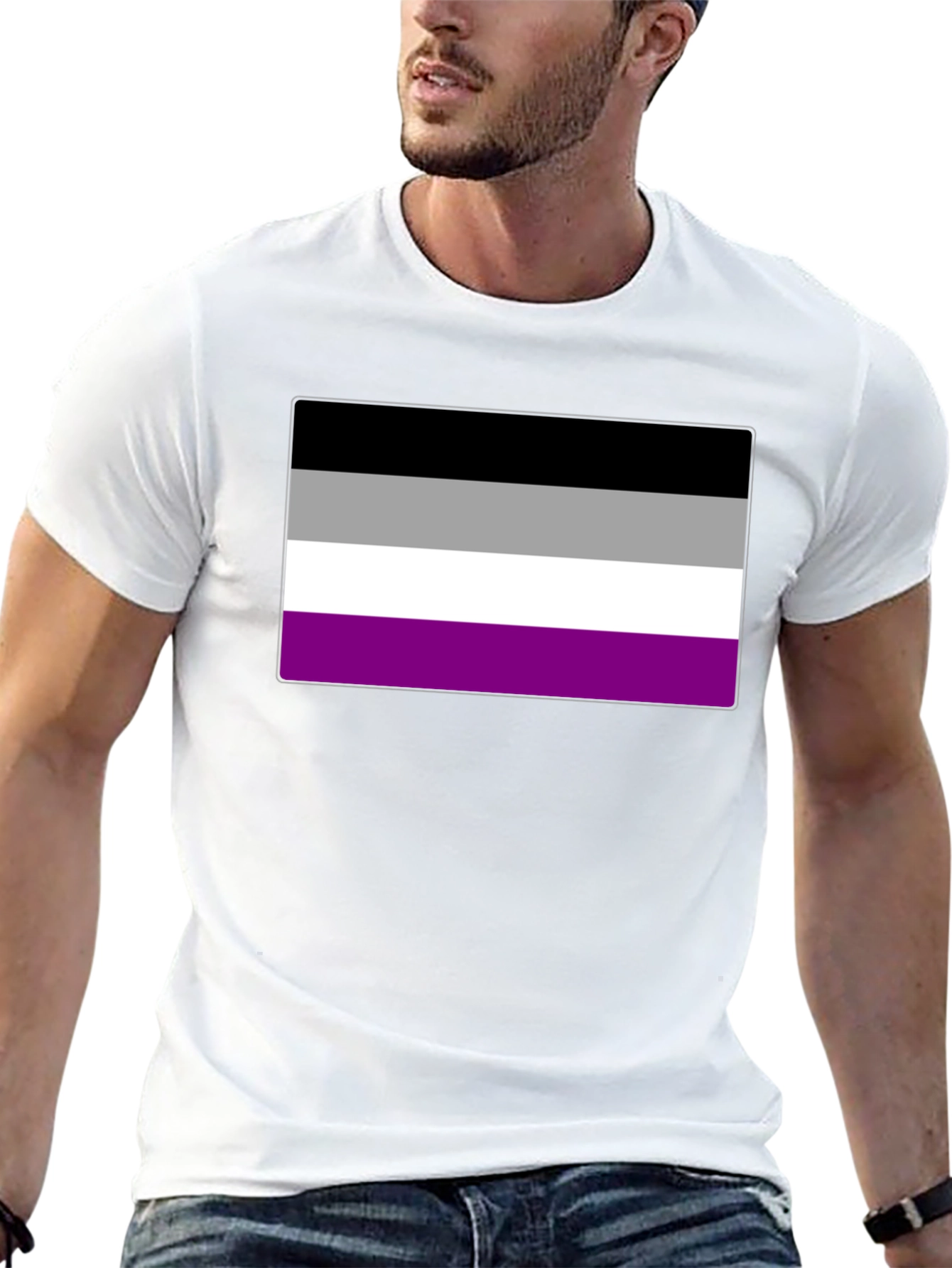 Asexual Pride Flag Graphic Tee - Black