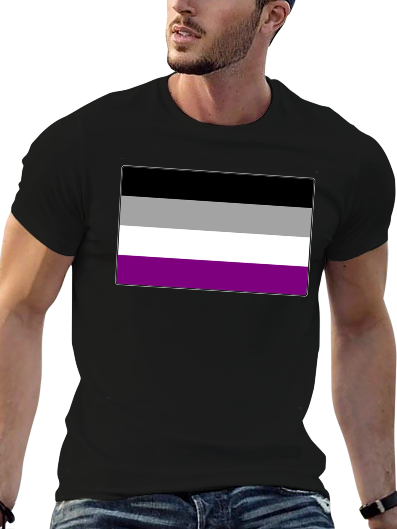 Asexual Pride Flag Graphic Tee - Black