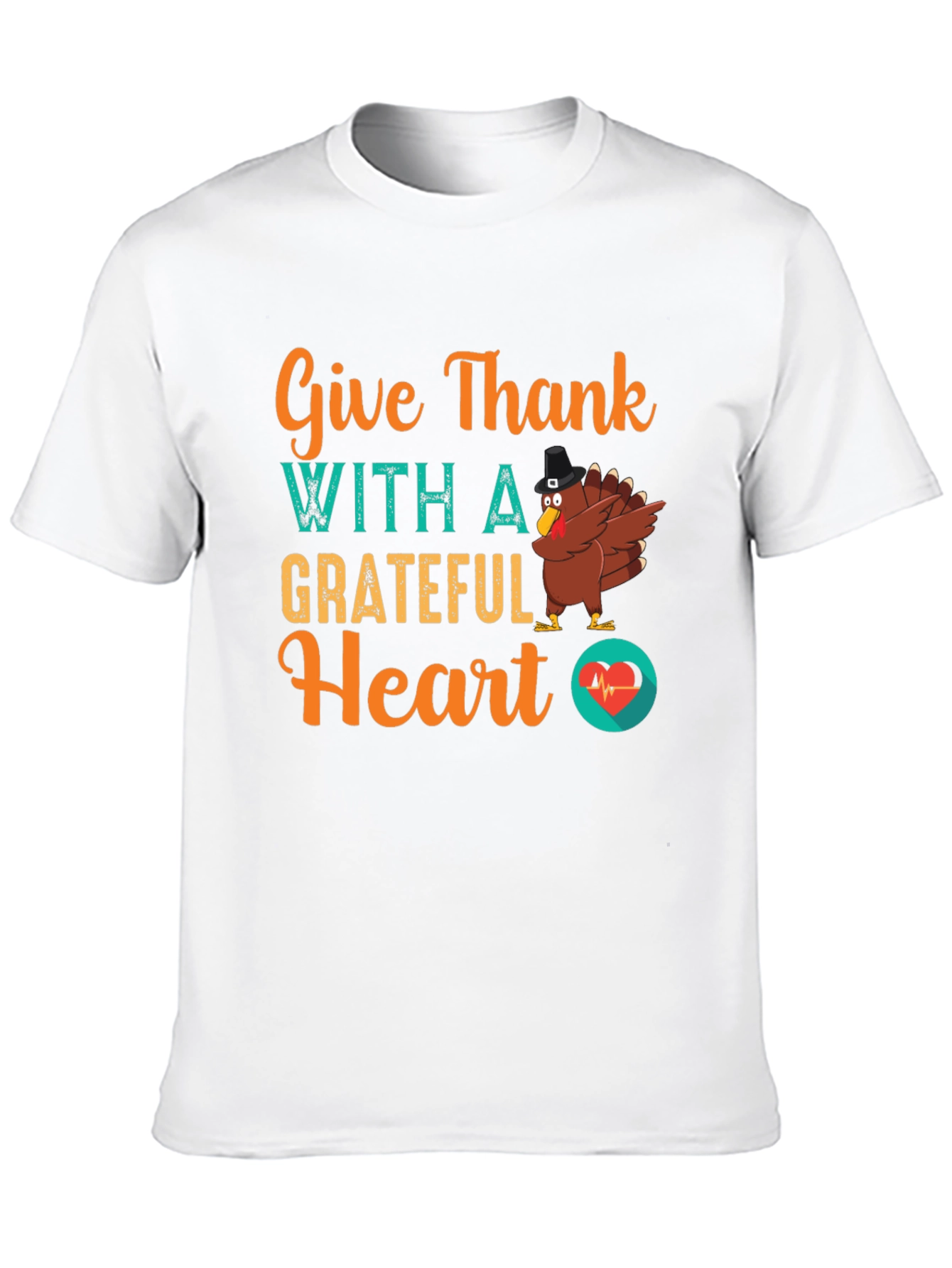Give Thanks Grateful Heart Turkey Graphic Tee