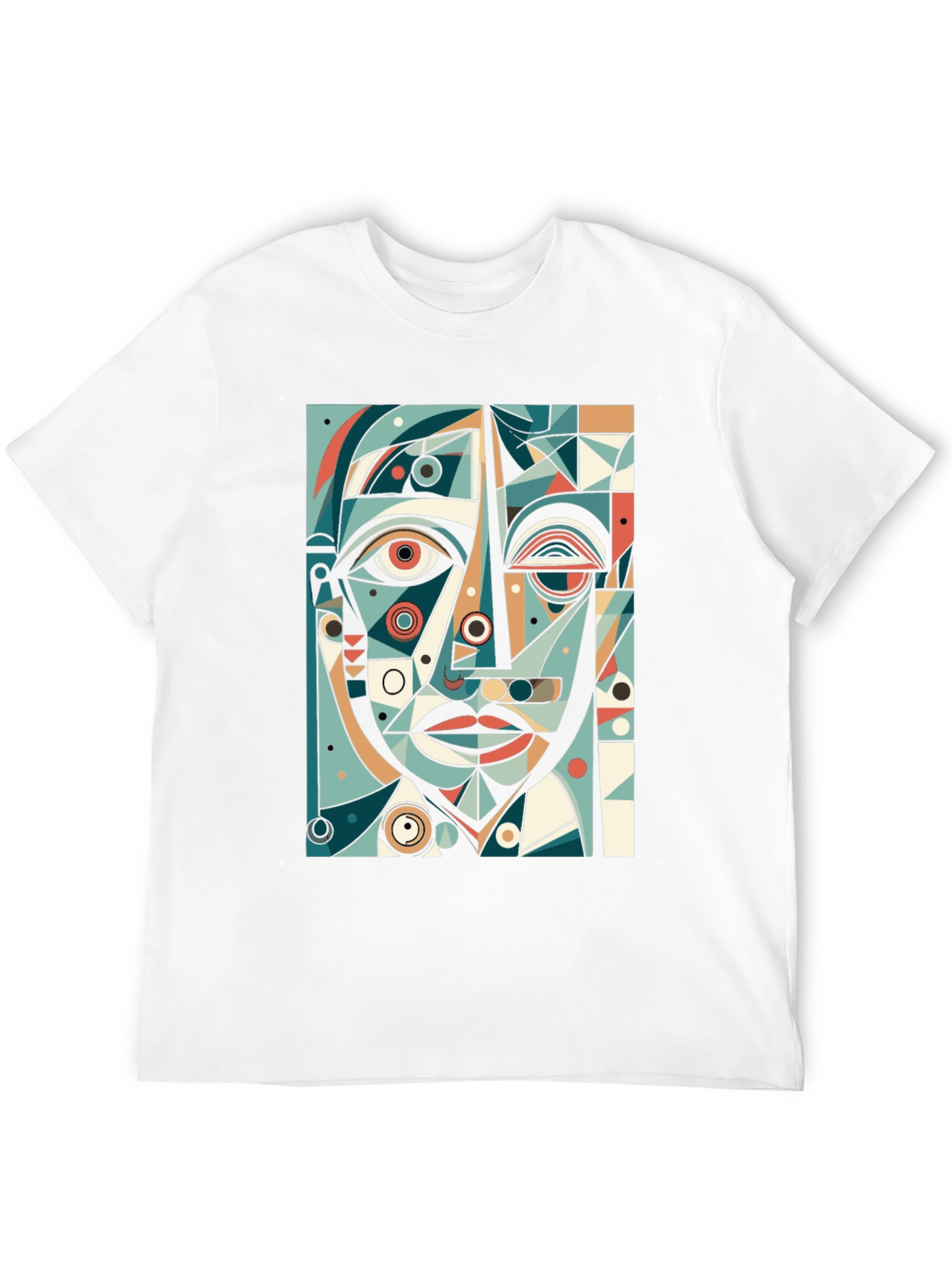 Abstract Geometric Face Graphic Tee - Black