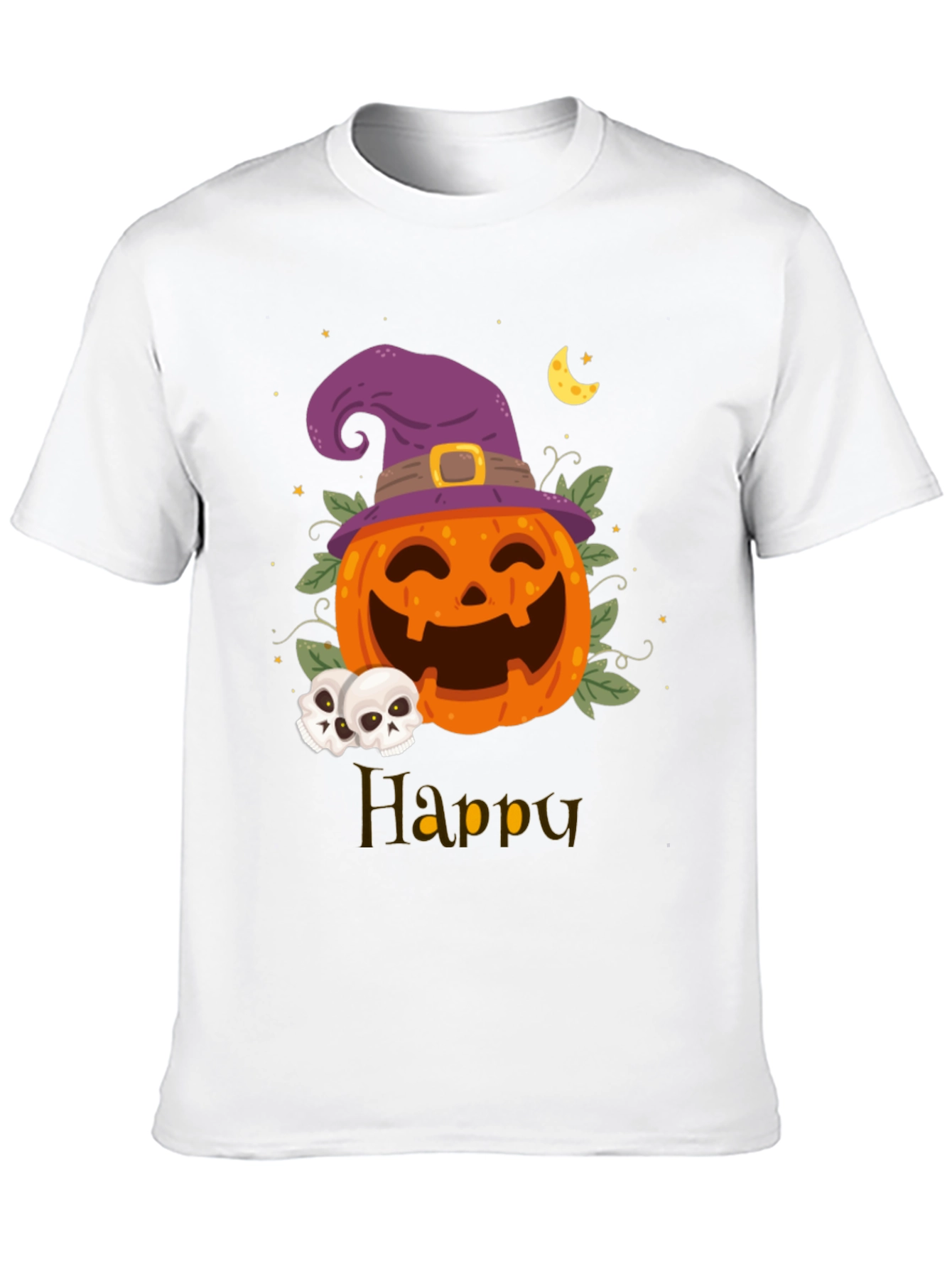 Happy Halloween Pumpkin Witch Hat Graphic T-Shirt
