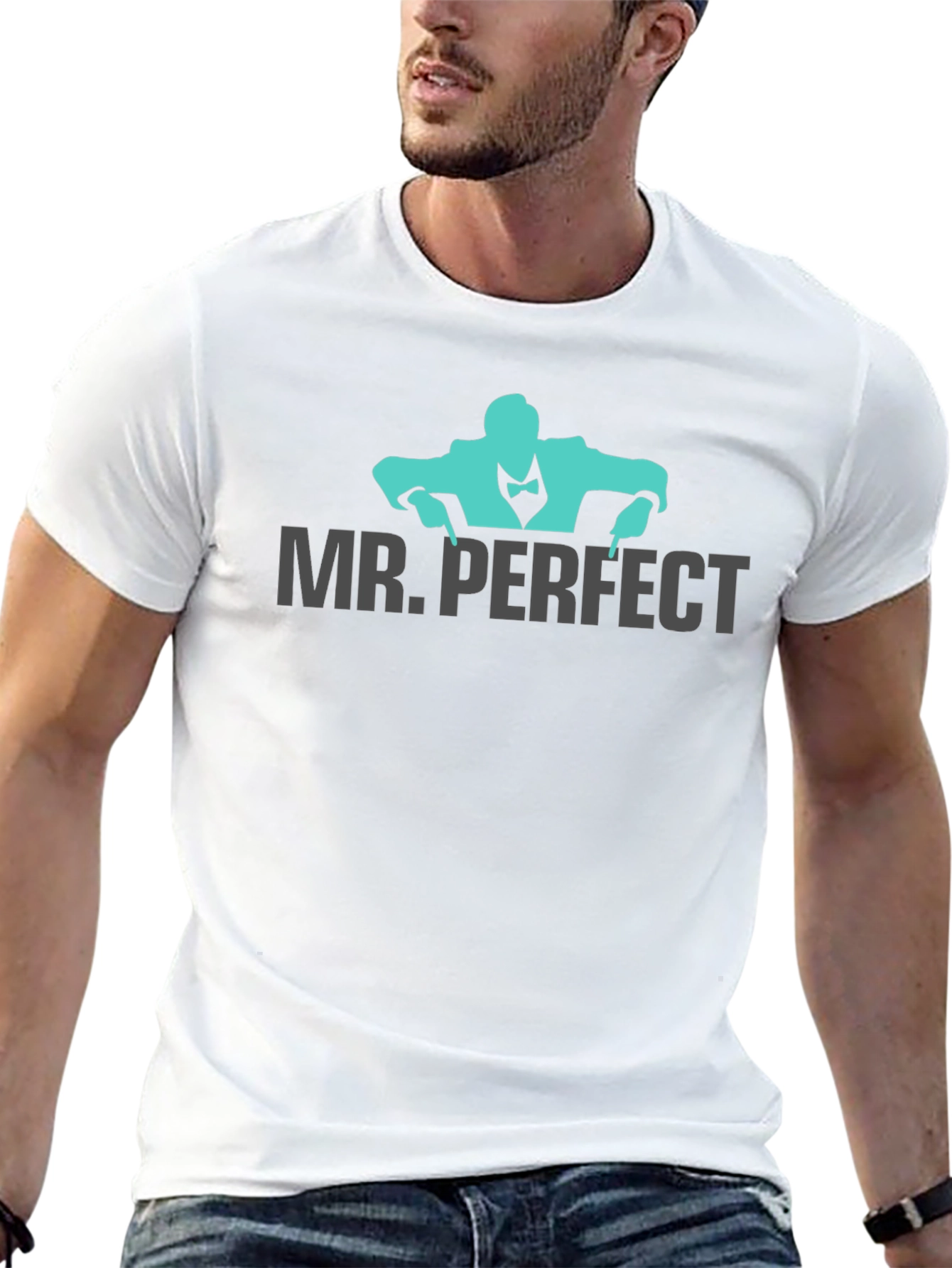 Mr. Perfect Graphic Tee - Black Cotton Blend T-Shirt