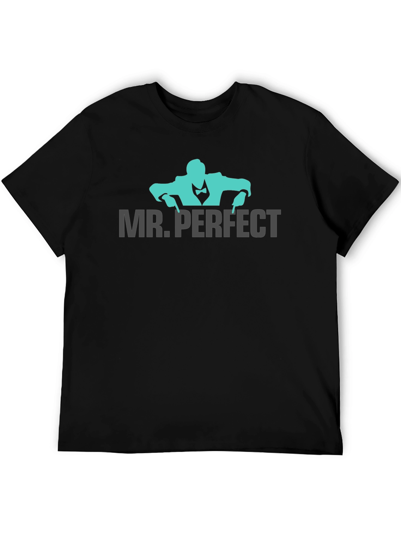 Mr. Perfect Graphic Tee - Black Cotton Blend T-Shirt