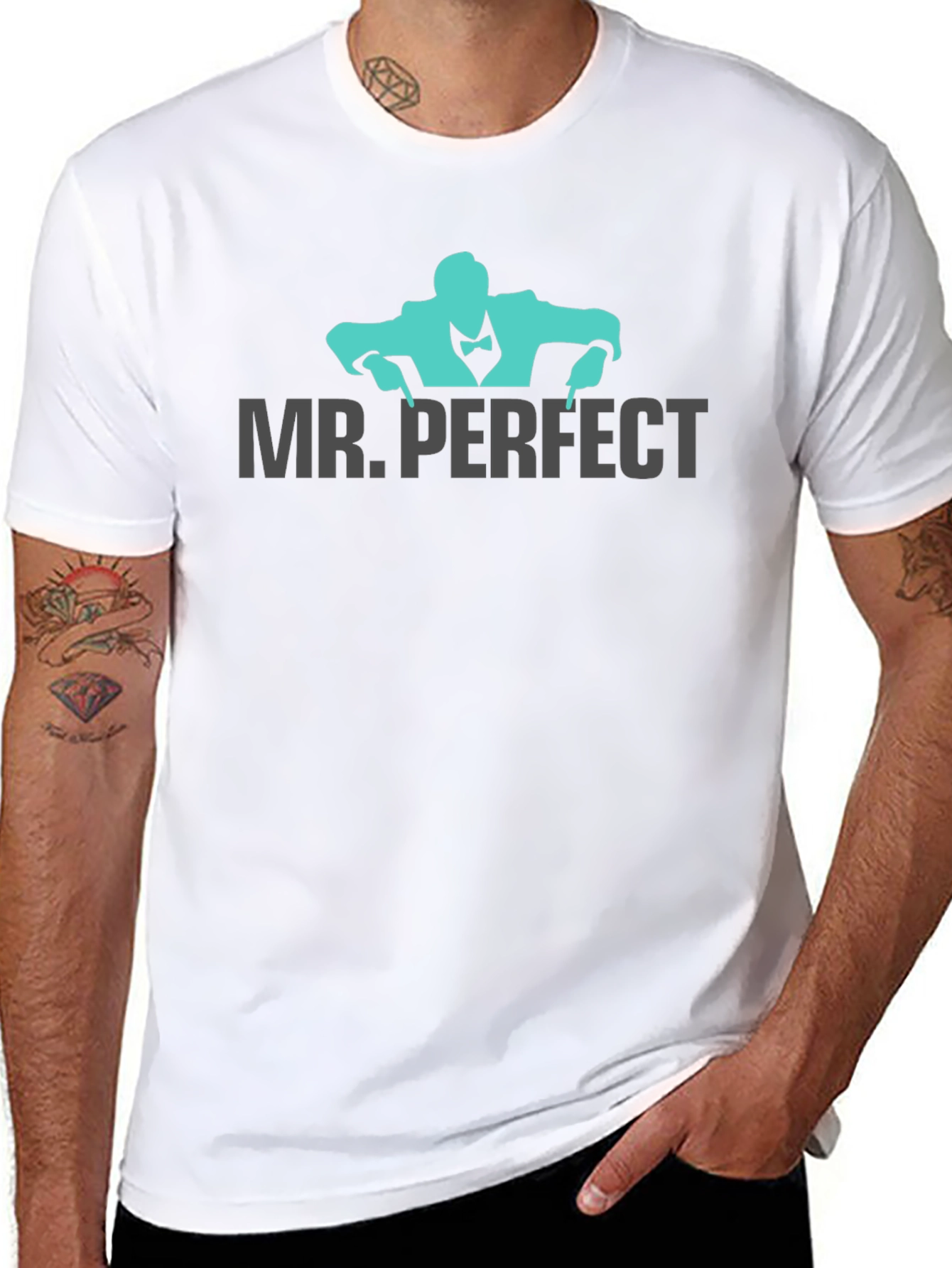 Mr. Perfect Graphic Tee - Black Cotton Blend T-Shirt