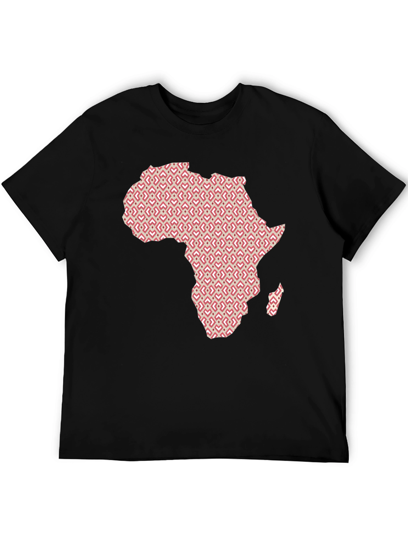 Africa Map Pattern Graphic Tee - Modern Black T-Shirt
