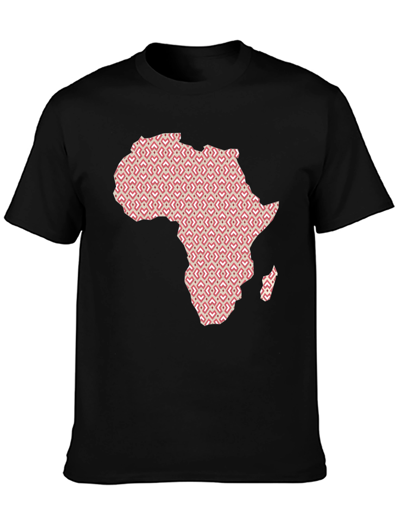 Africa Map Pattern Graphic Tee - Modern Black T-Shirt