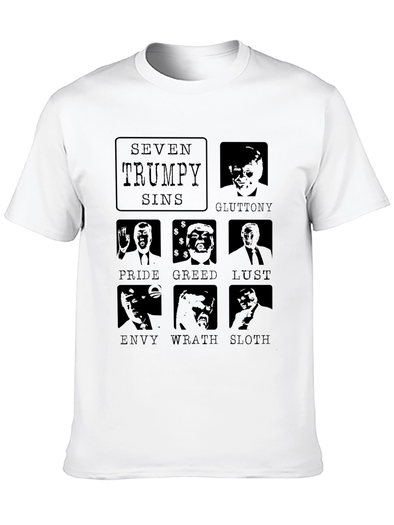 Seven Trumpy Sins Black Graphic T-Shirt