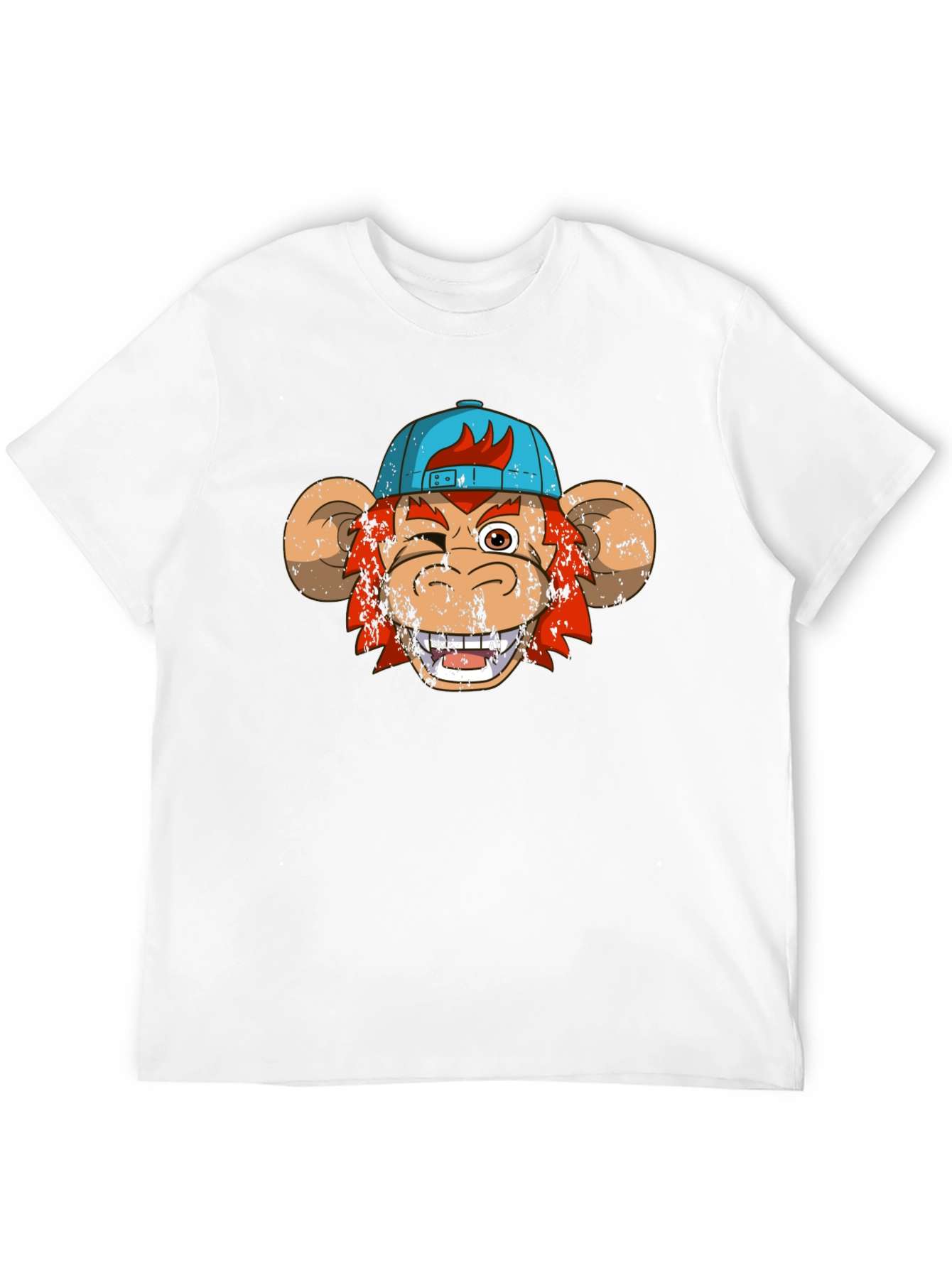 Winking Monkey Graphic Tee - Black Cotton Crew Neck