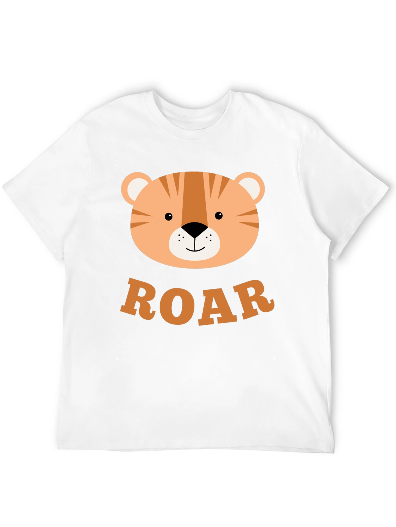 Roar! Cute Tiger Graphic T-Shirt - Black Cotton Blend
