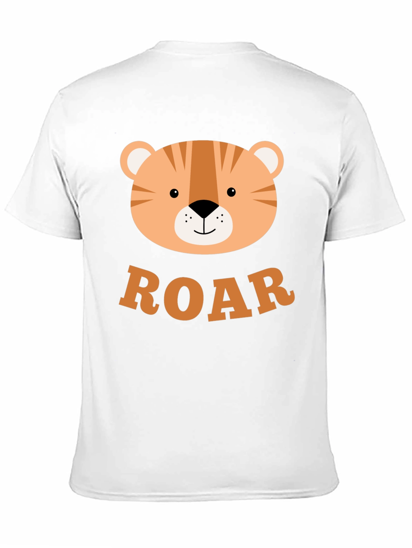 Roar! Cute Tiger Graphic T-Shirt - Black Cotton Blend