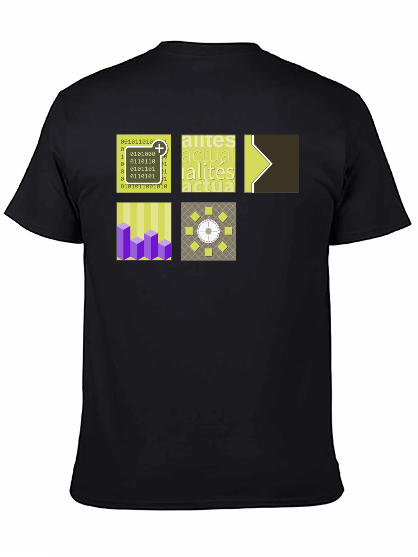 Modern Patterned Graphic Tee - Black