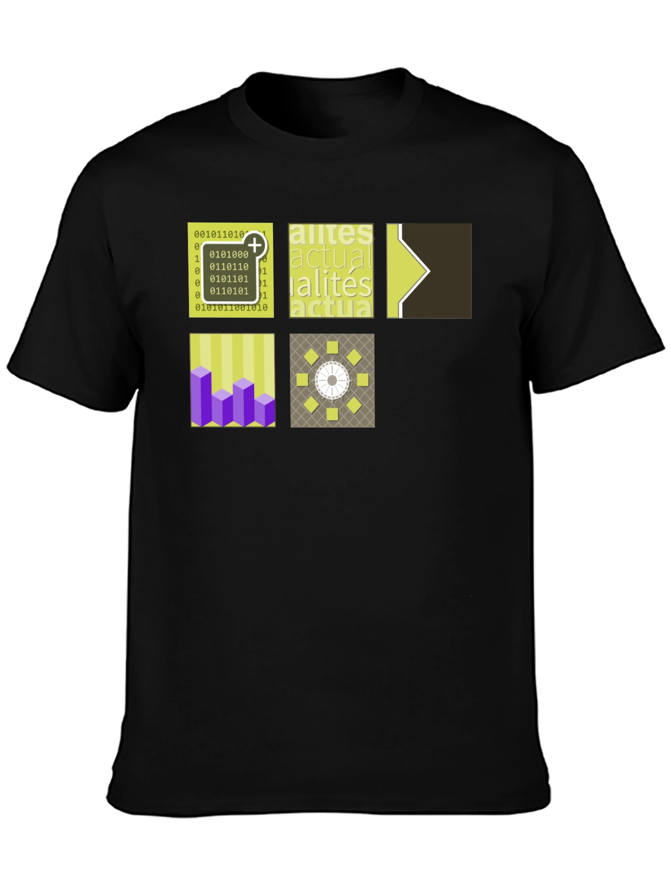 Modern Patterned Graphic Tee - Black