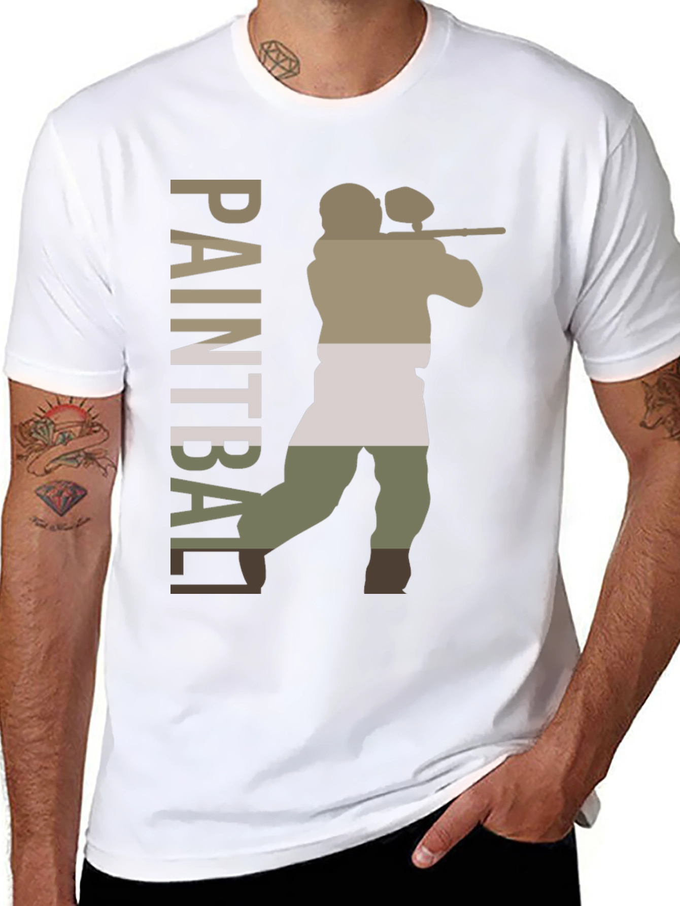 Paintball Player Graphic Tee - Black Cotton Blend