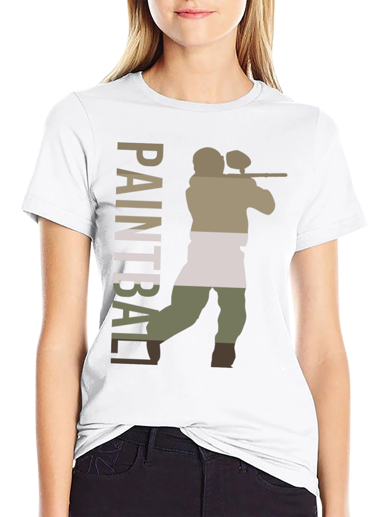 Paintball Player Graphic Tee - Black Cotton Blend