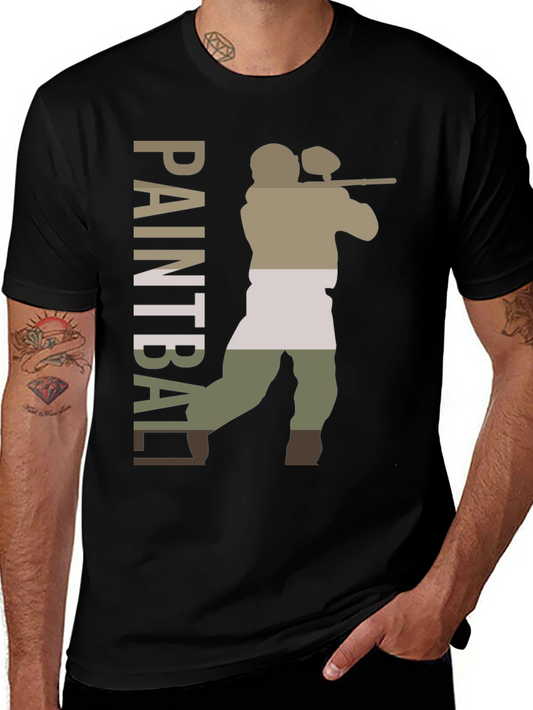 Paintball Player Graphic Tee - Black Cotton Blend