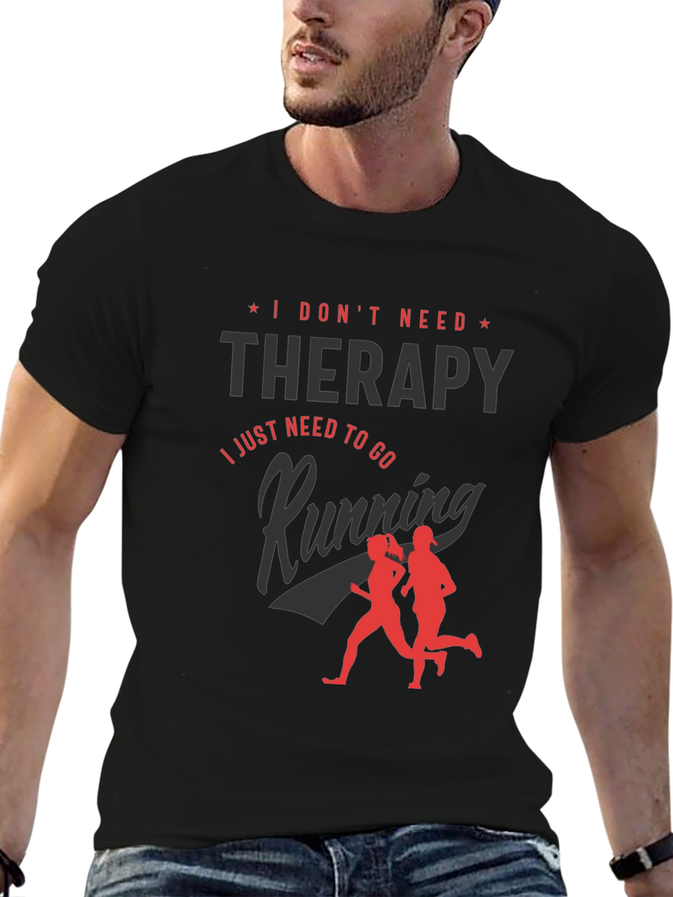 Funny Running Therapy Graphic Tee
