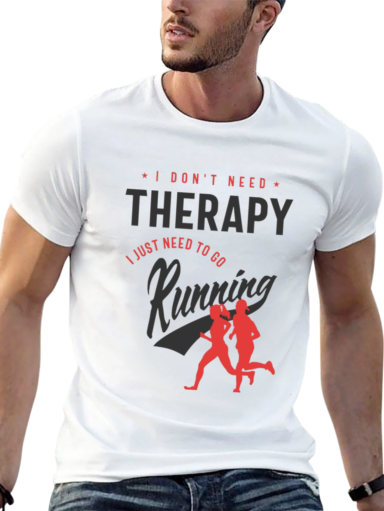 Funny Running Therapy Graphic Tee