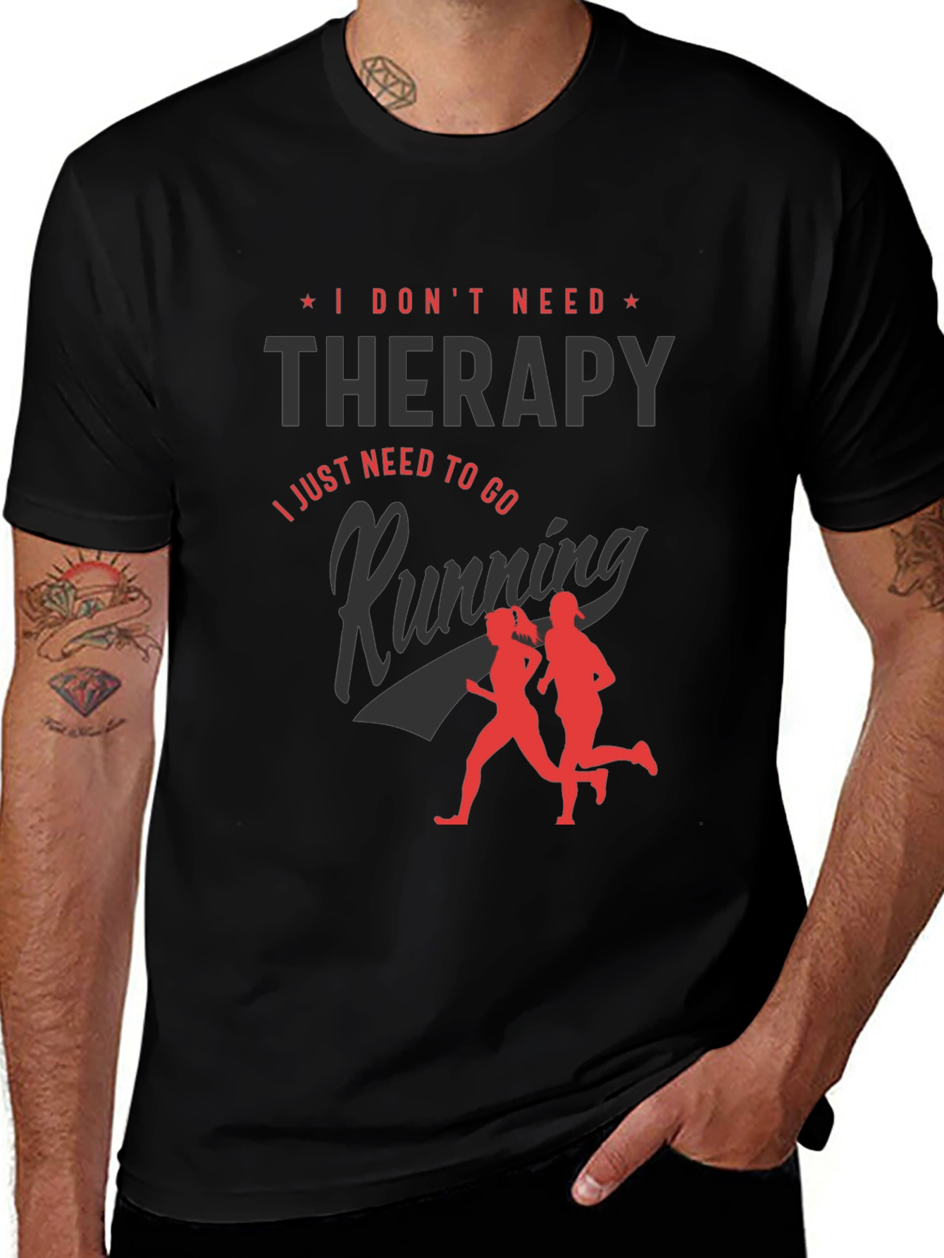 Funny Running Therapy Graphic Tee