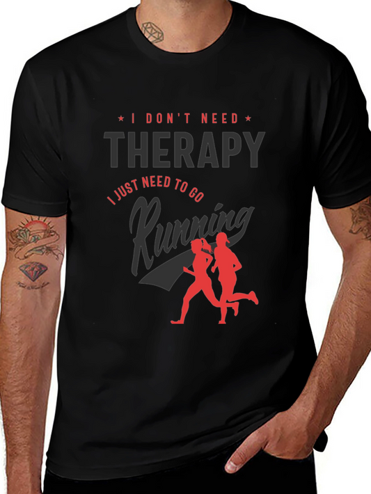 Funny Running Therapy Graphic Tee