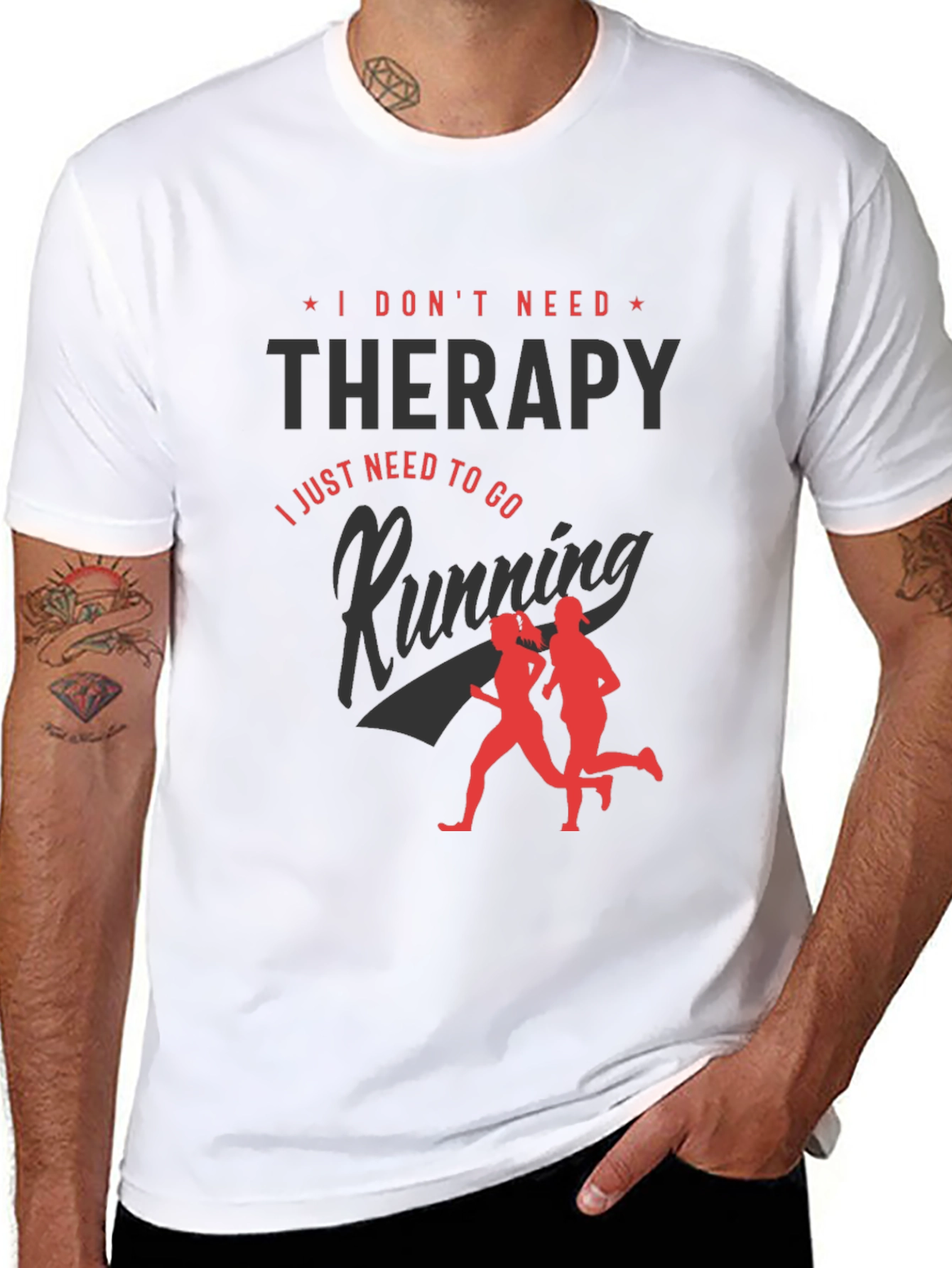 Funny Running Therapy Graphic Tee
