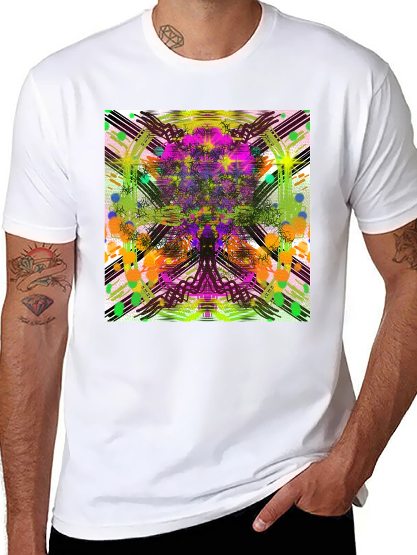 Abstract Tree Graphic Black T-Shirt