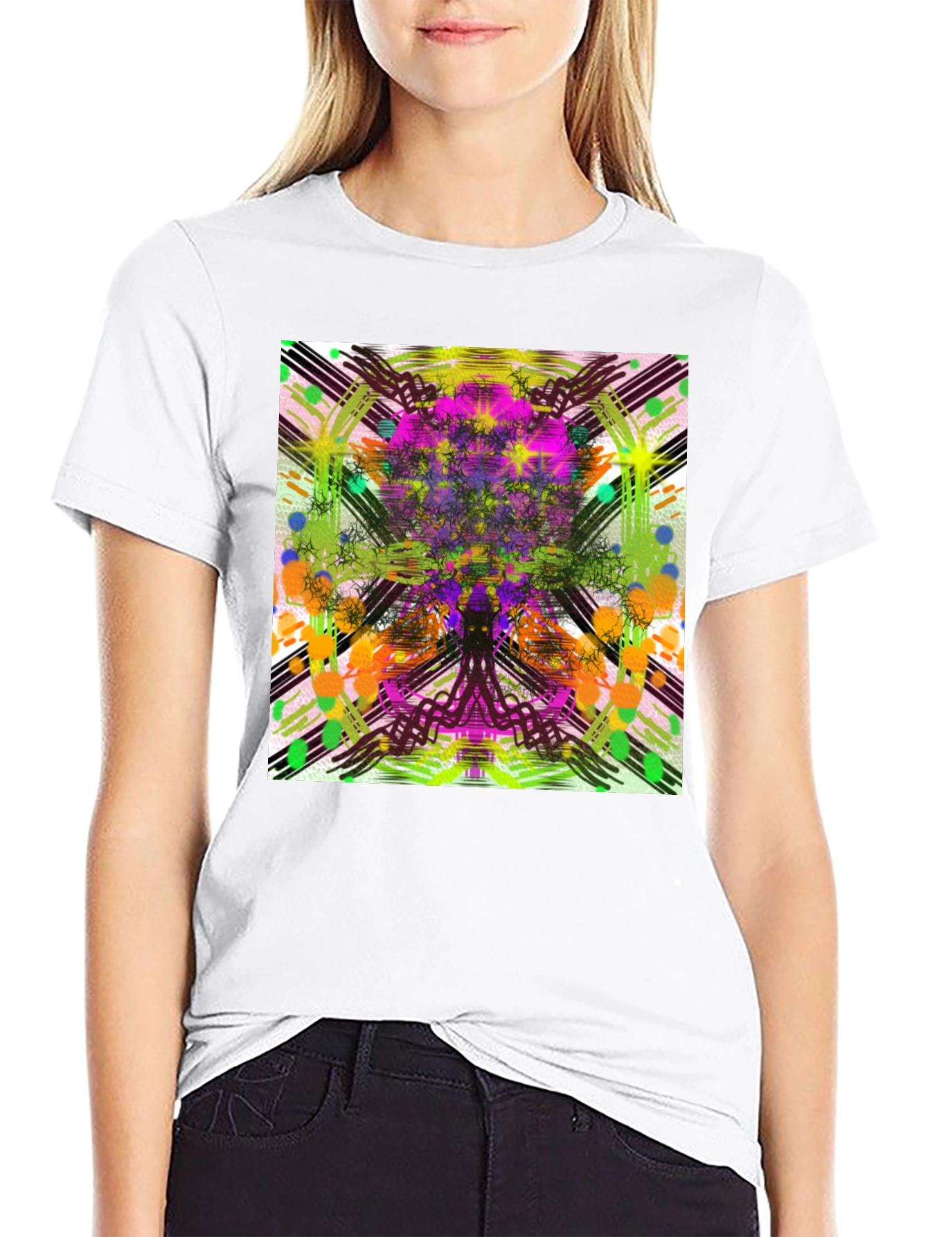Abstract Tree Graphic Black T-Shirt