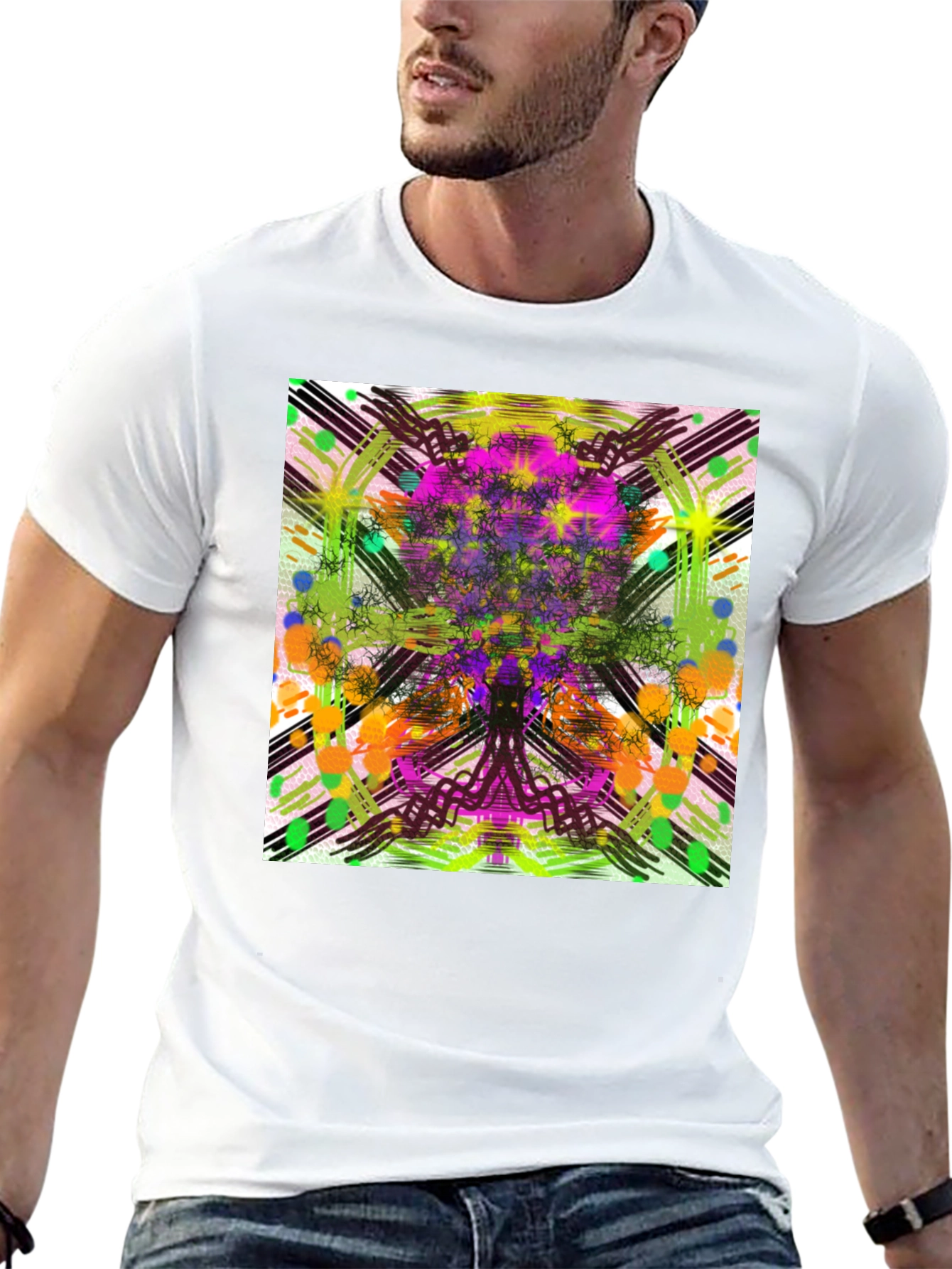 Abstract Tree Graphic Black T-Shirt