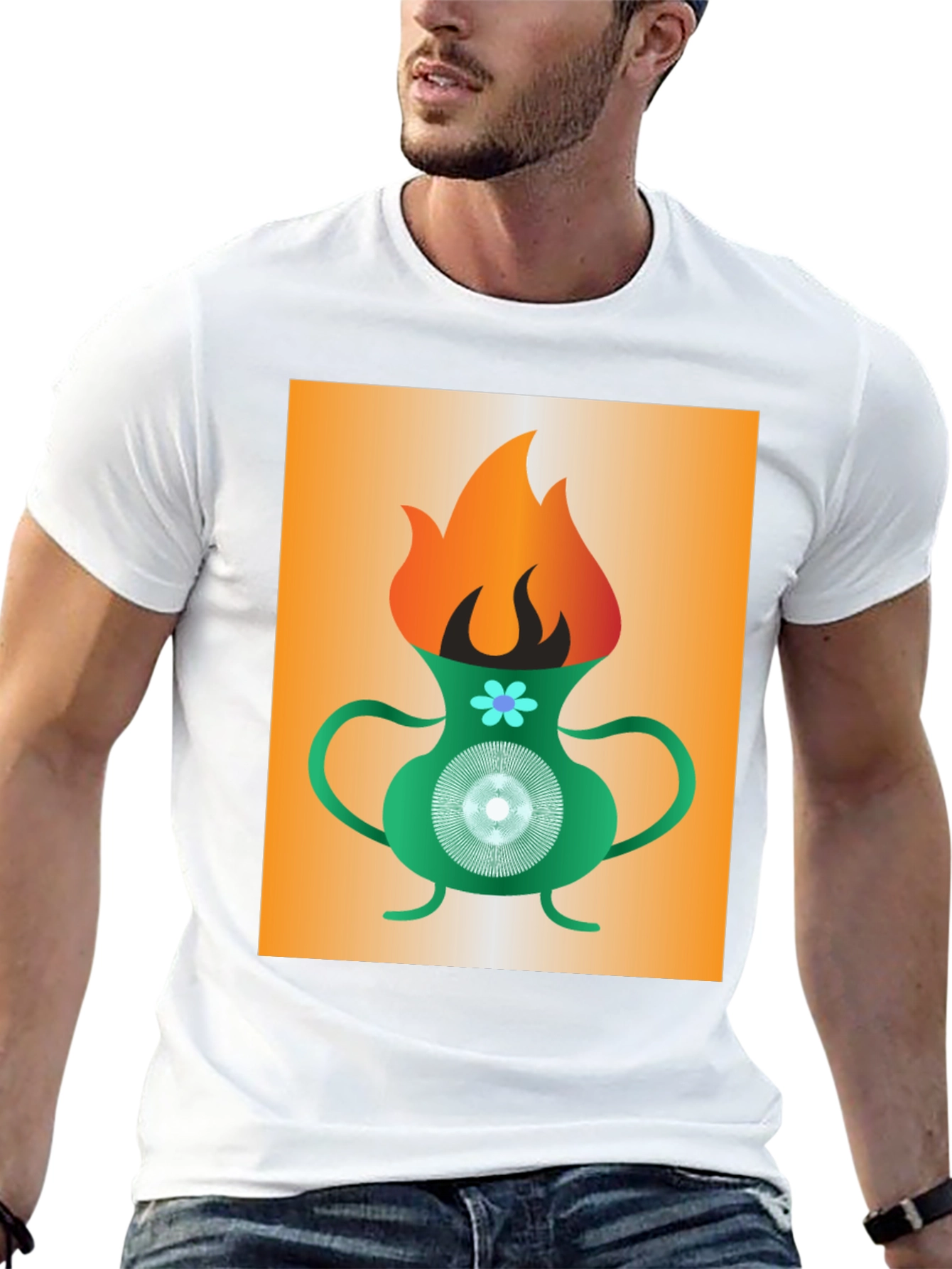 Flame Vase Graphic Tee - Modern Art T-Shirt
