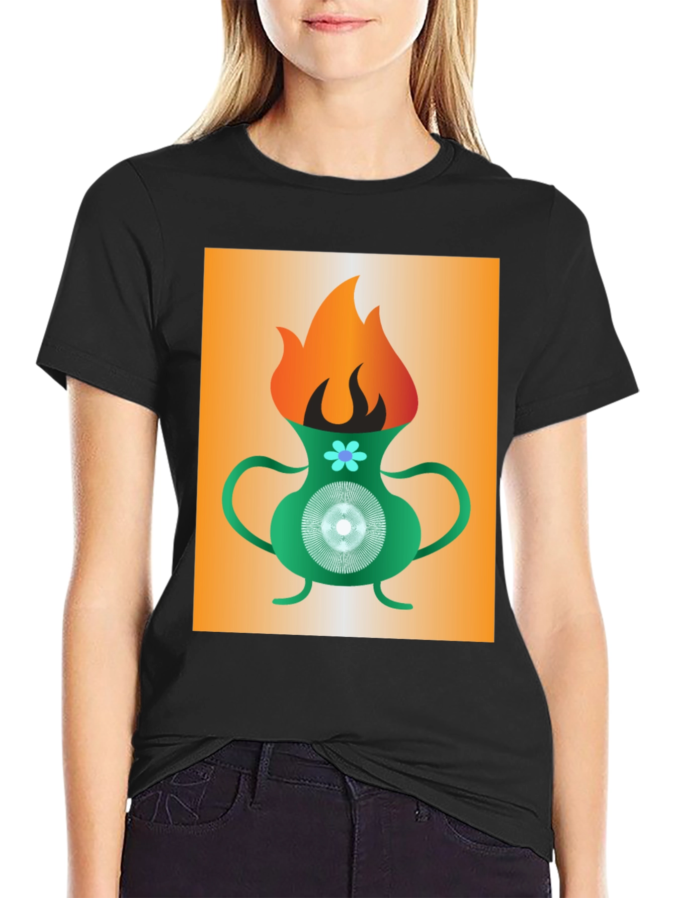 Flame Vase Graphic Tee - Modern Art T-Shirt